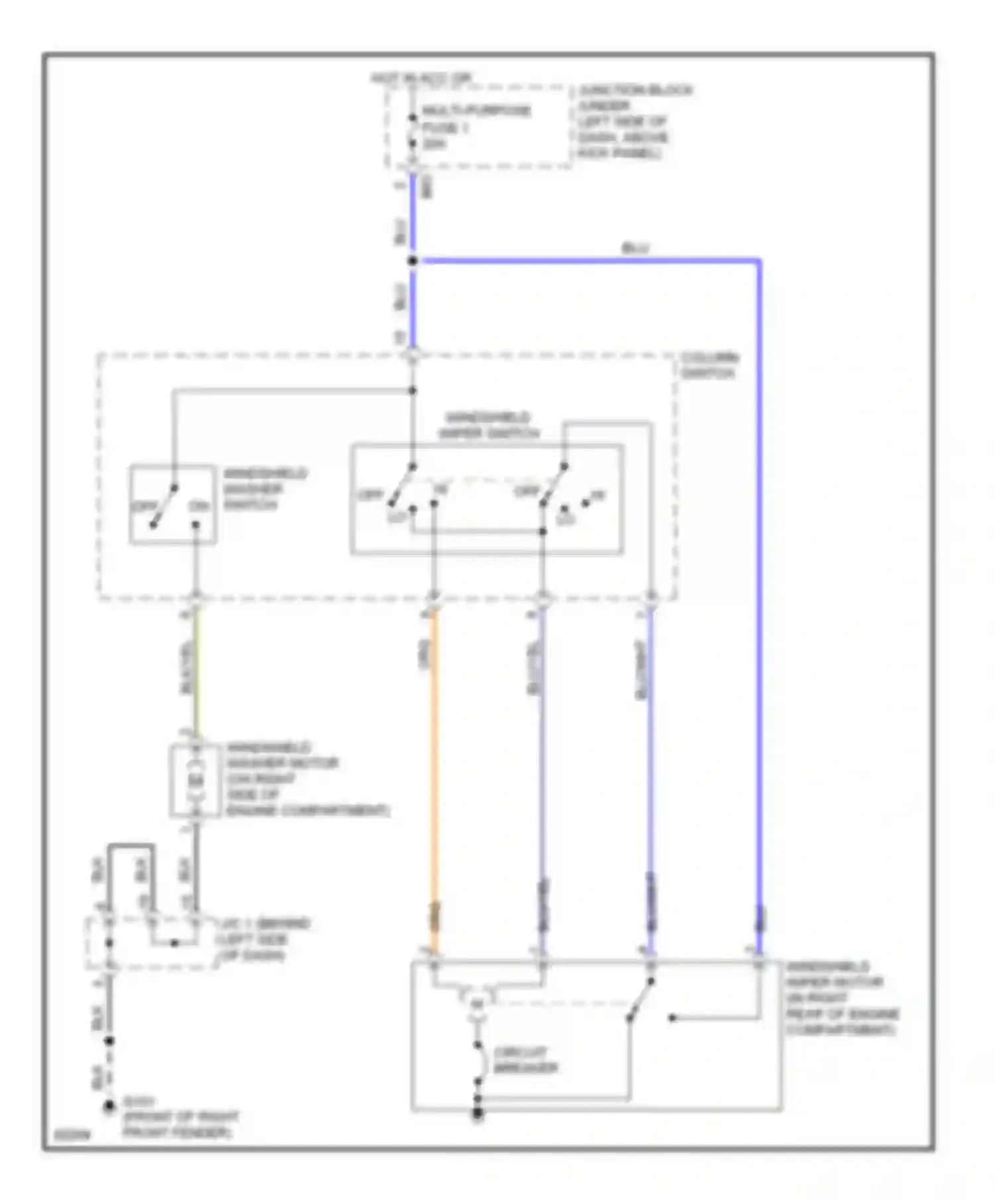 Mirage Mitsubishi V (1995-2003): 2-speed wiper/washer circuit