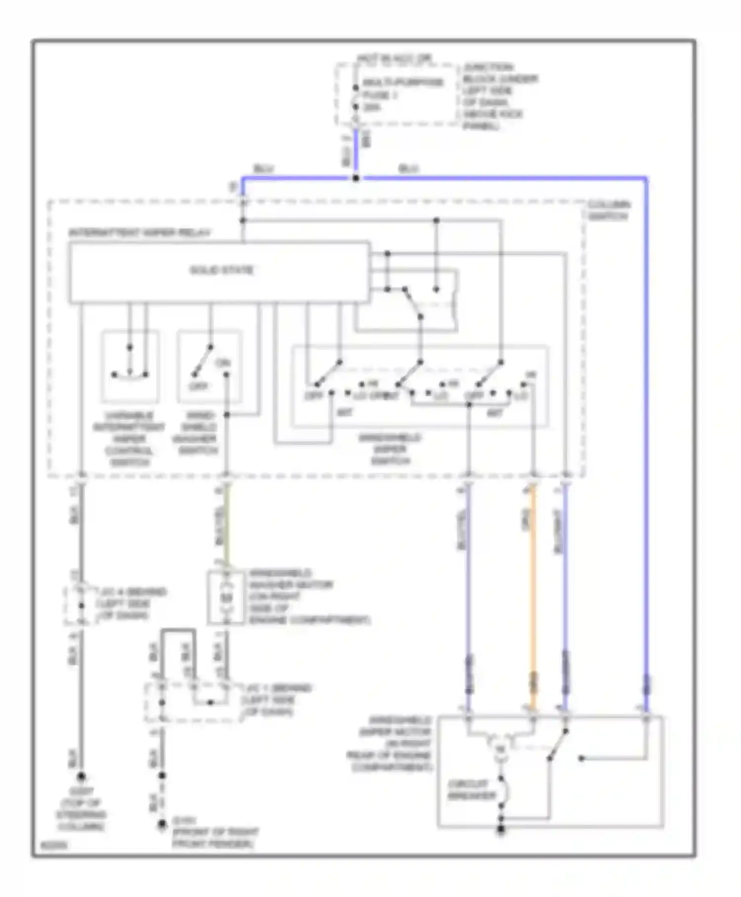 Mirage Mitsubishi V (1995-2003): Intermittent wiper/washer circuit