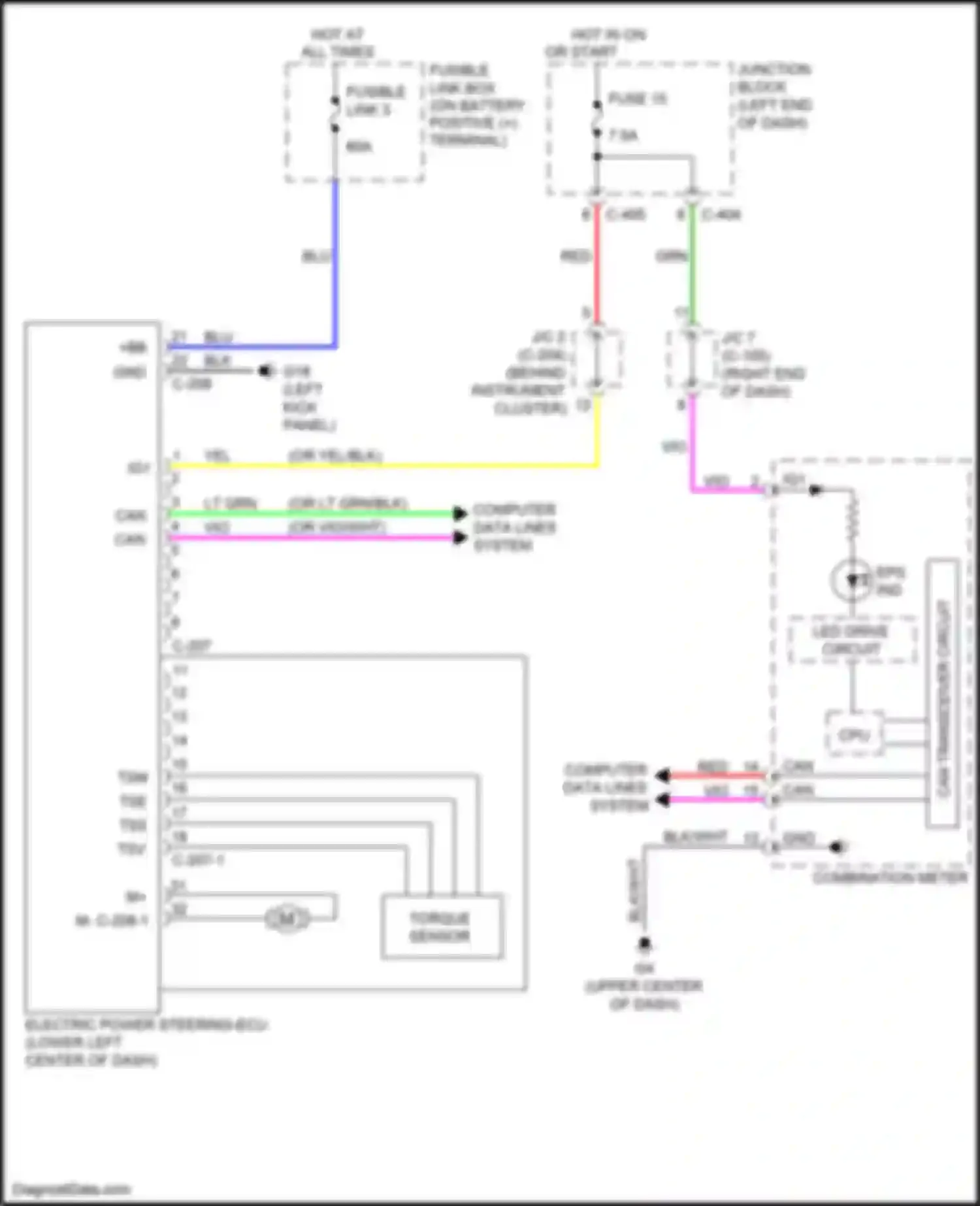 Mirage Mitsubishi VI facelift (2015-2020): Electronic power steering circuit