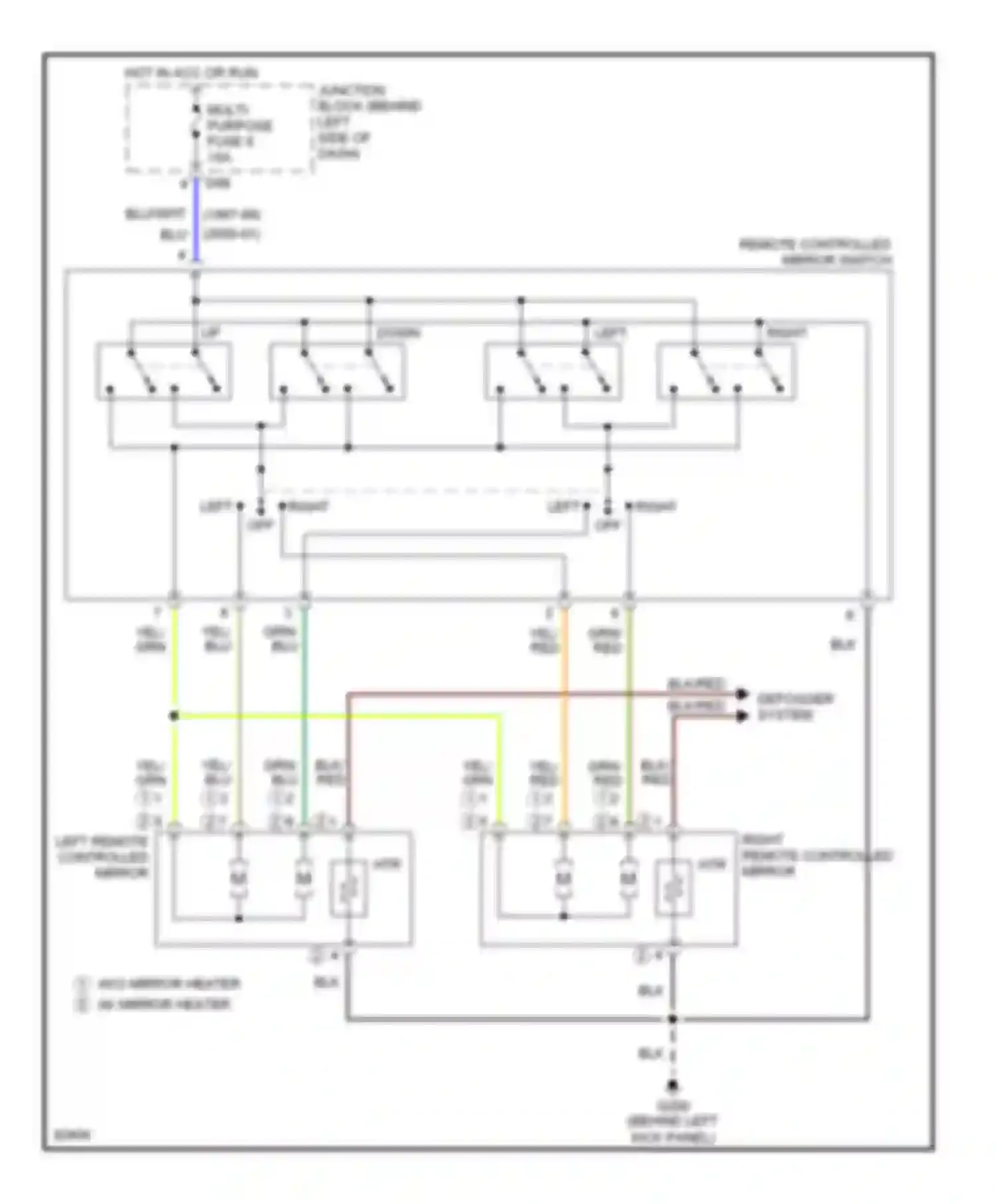 Montero Mitsubishi II (1991-2000): Power mirror circuit