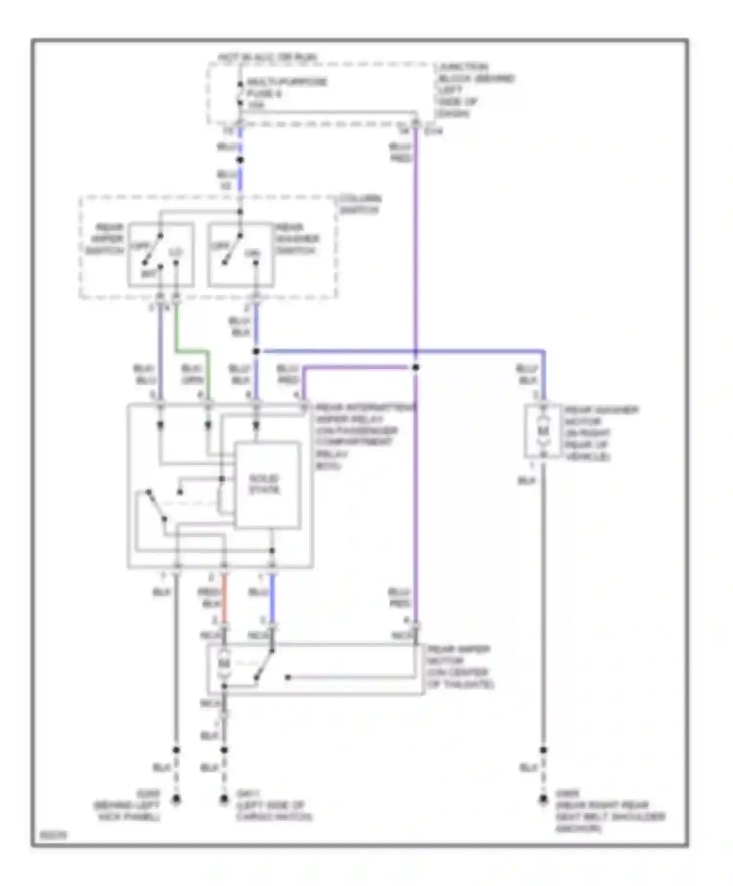 Montero Mitsubishi II (1991-2000): Rear wiper/washer circuit