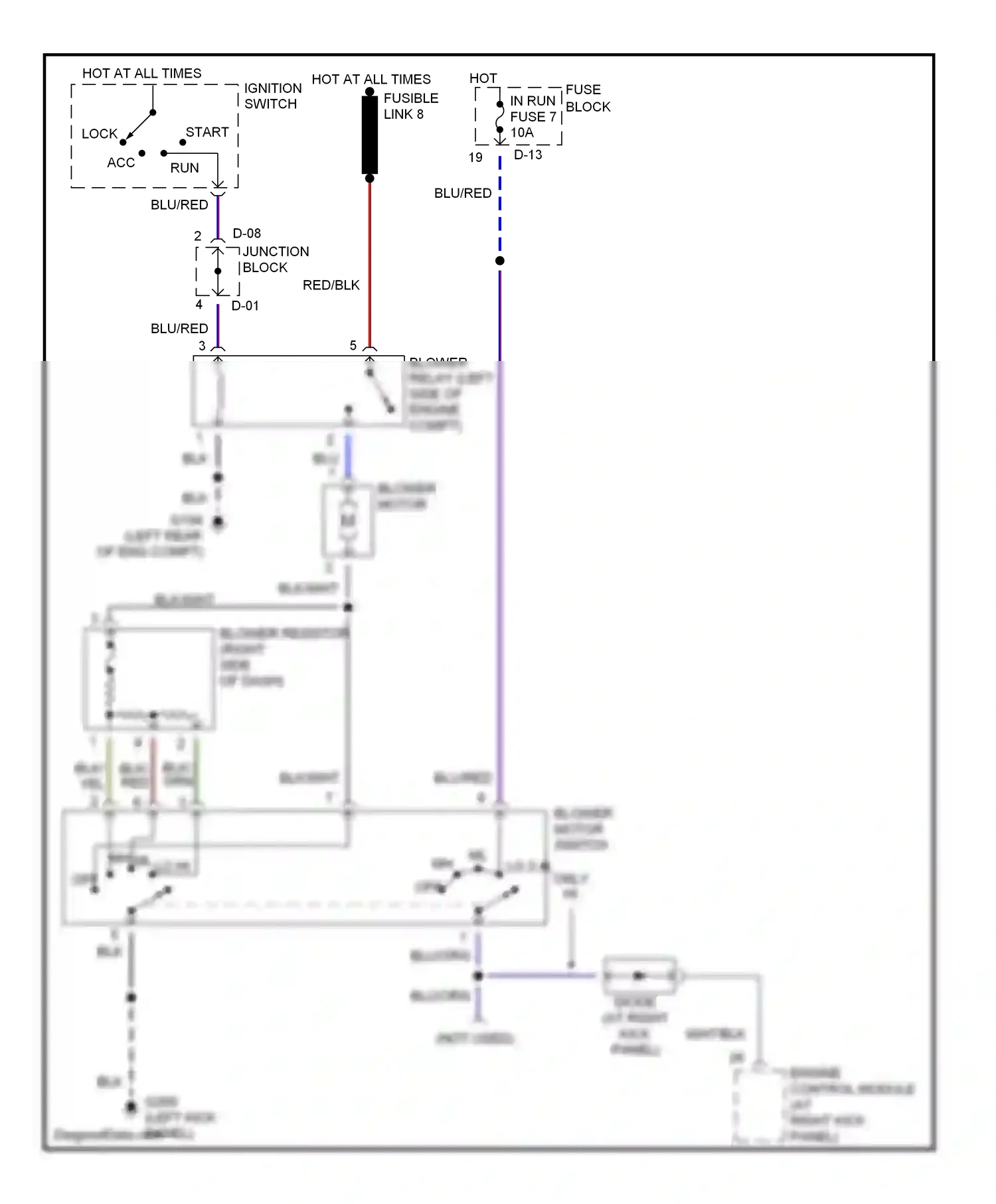 Mitsubishi Montero II (1991-2000) engine control module (at right kick panel) wiring diagram  (1 of 1)
