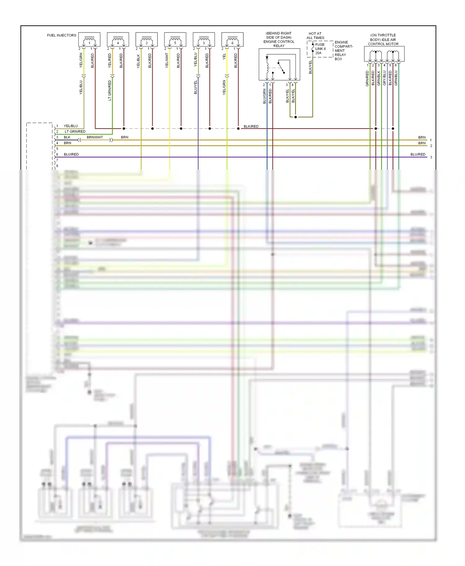 Mitsubishi Montero II (1991-2000) engine control module (behind right kick panel) wiring diagram  (3 of 6)