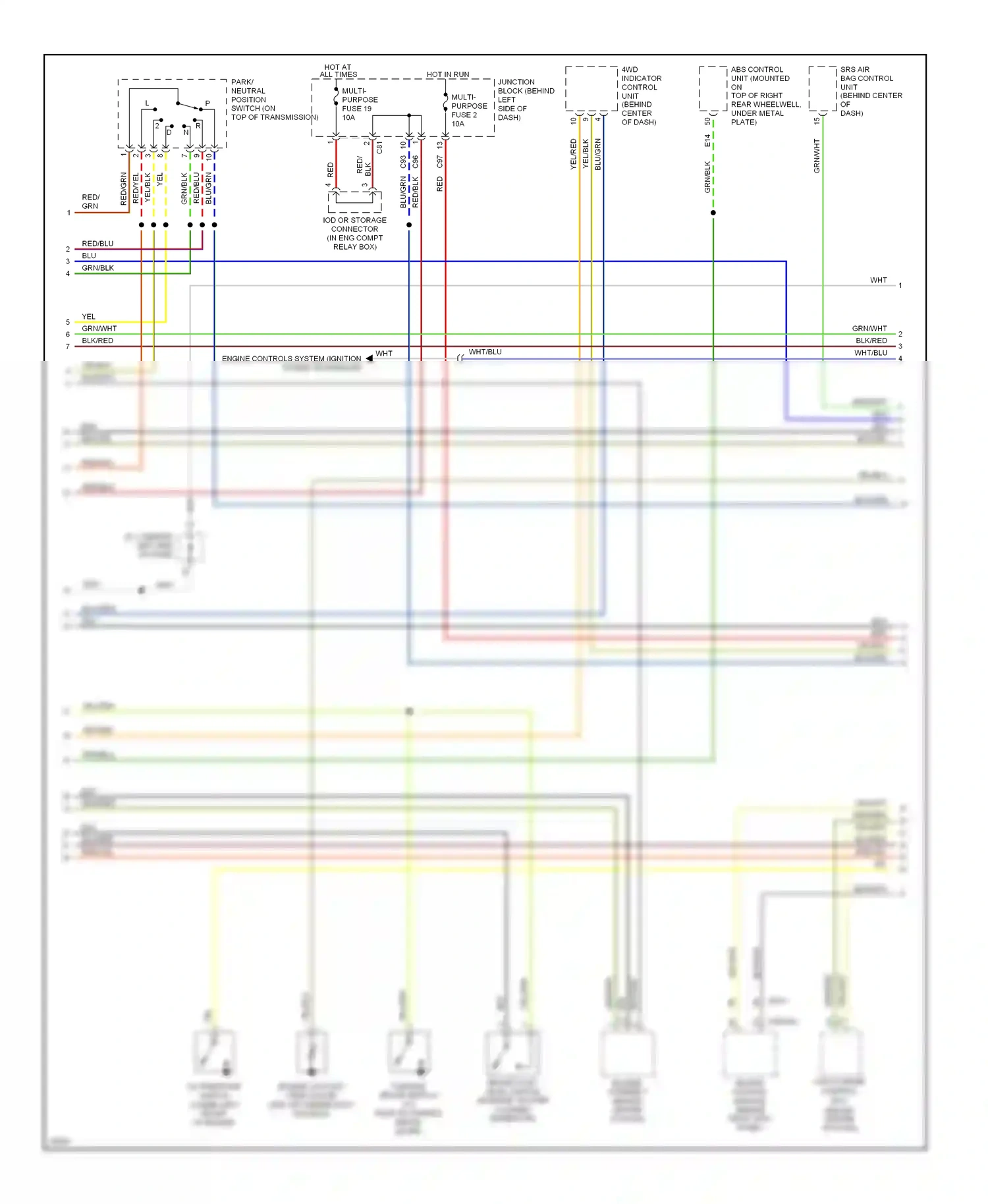Mitsubishi Montero II (1991-2000) engine control module (behind right kick panel) wiring diagram  (2 of 6)