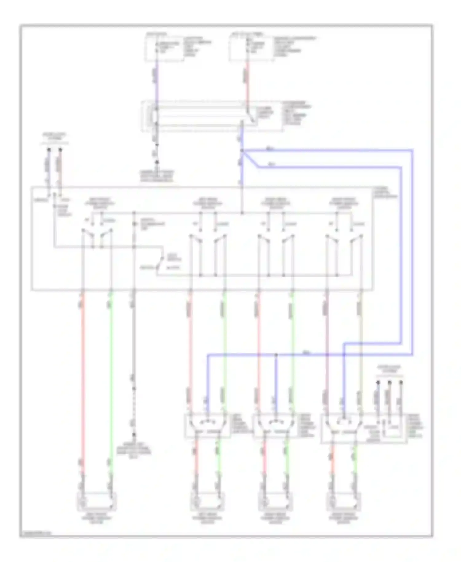 Montero Mitsubishi III (1999-2006): Power windows circuit, without keyless entry