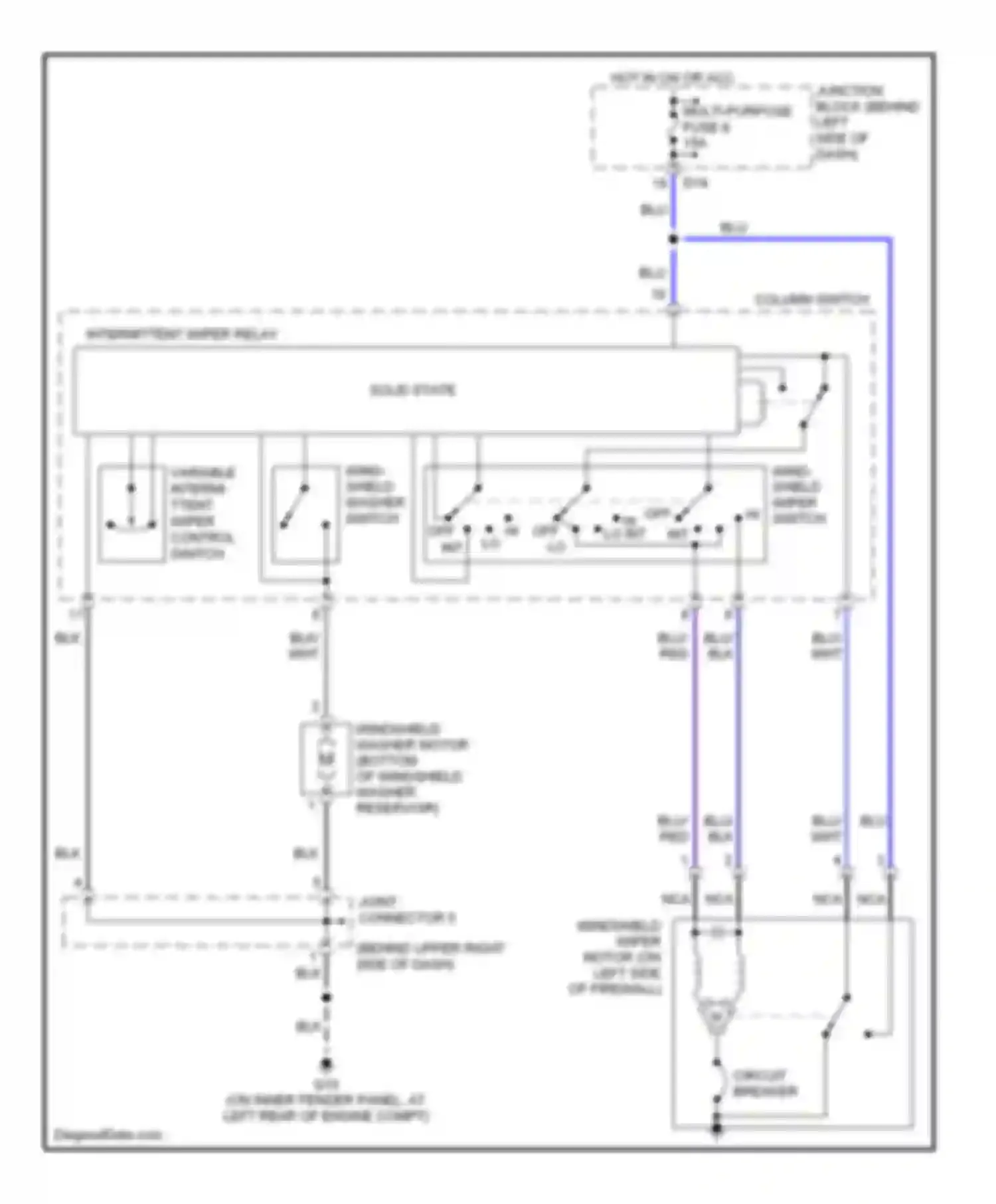 Montero Mitsubishi III (1999-2006): Front wiper/washer circuit