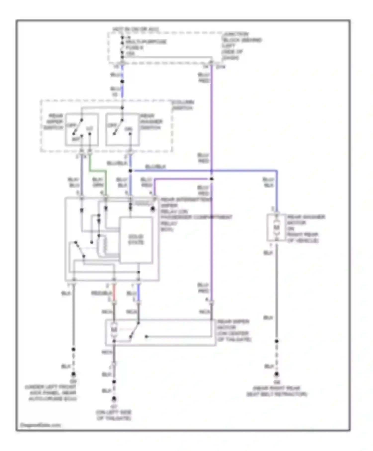 Montero Mitsubishi III (1999-2006): Rear washer/wiper circuit