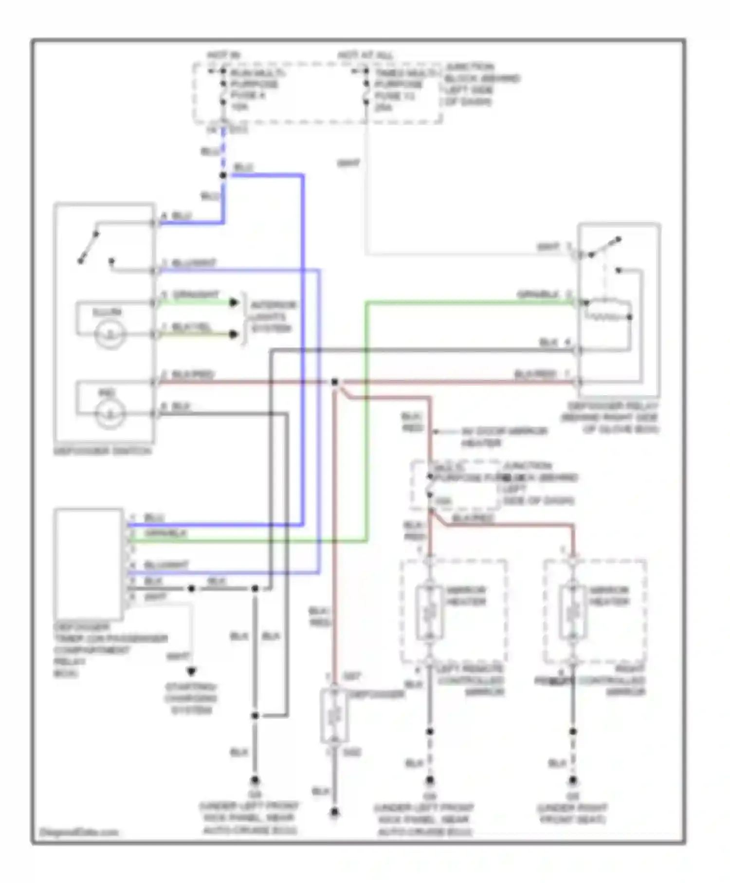 Wiring diagram w/ door mirror heater for Mitsubishi Montero III (1999-2006) (1 of 1)