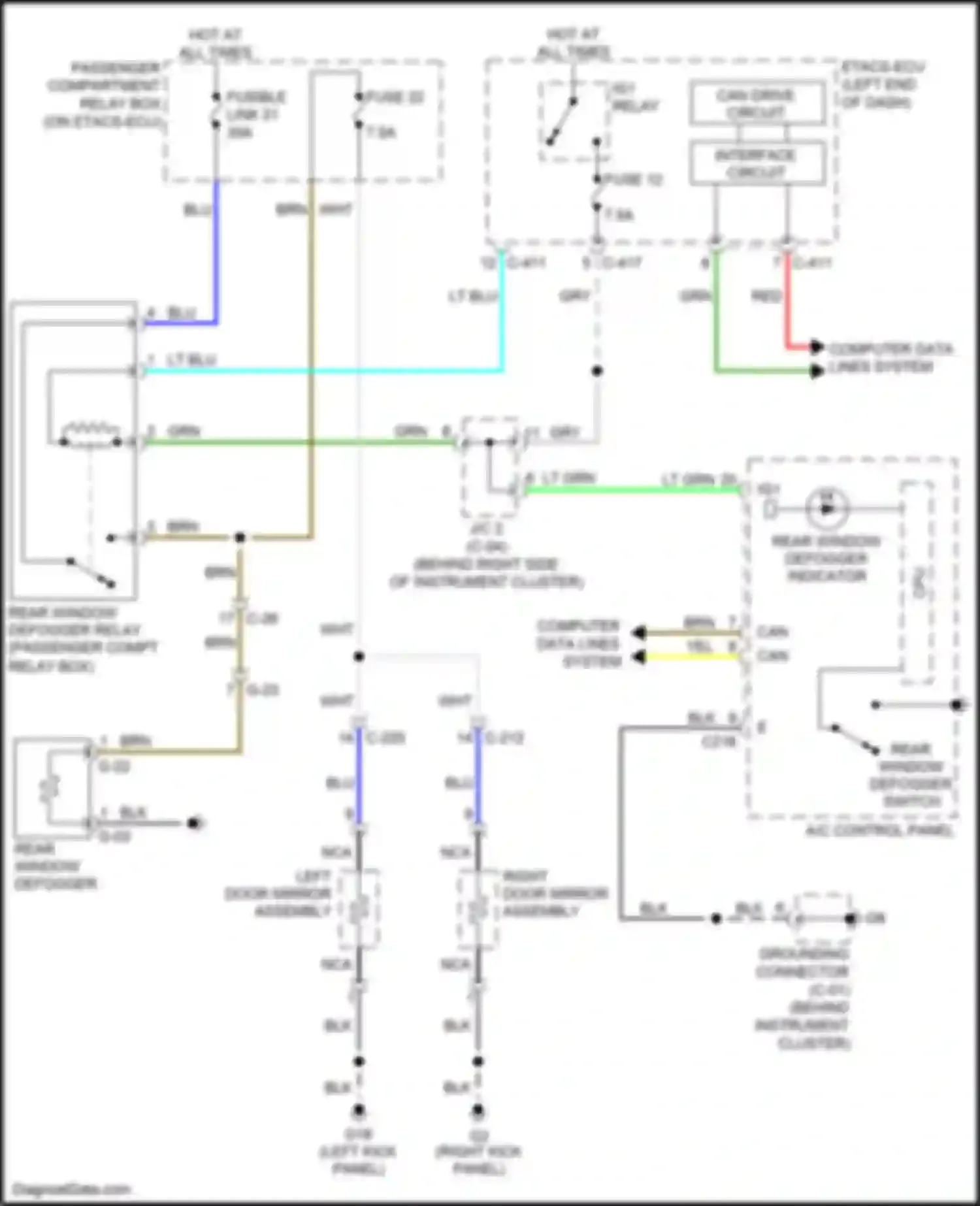 Wiring diagram rear window defogger for Mitsubishi Outlander Sport I facelift 2 (2015-2019) (1 of 2)