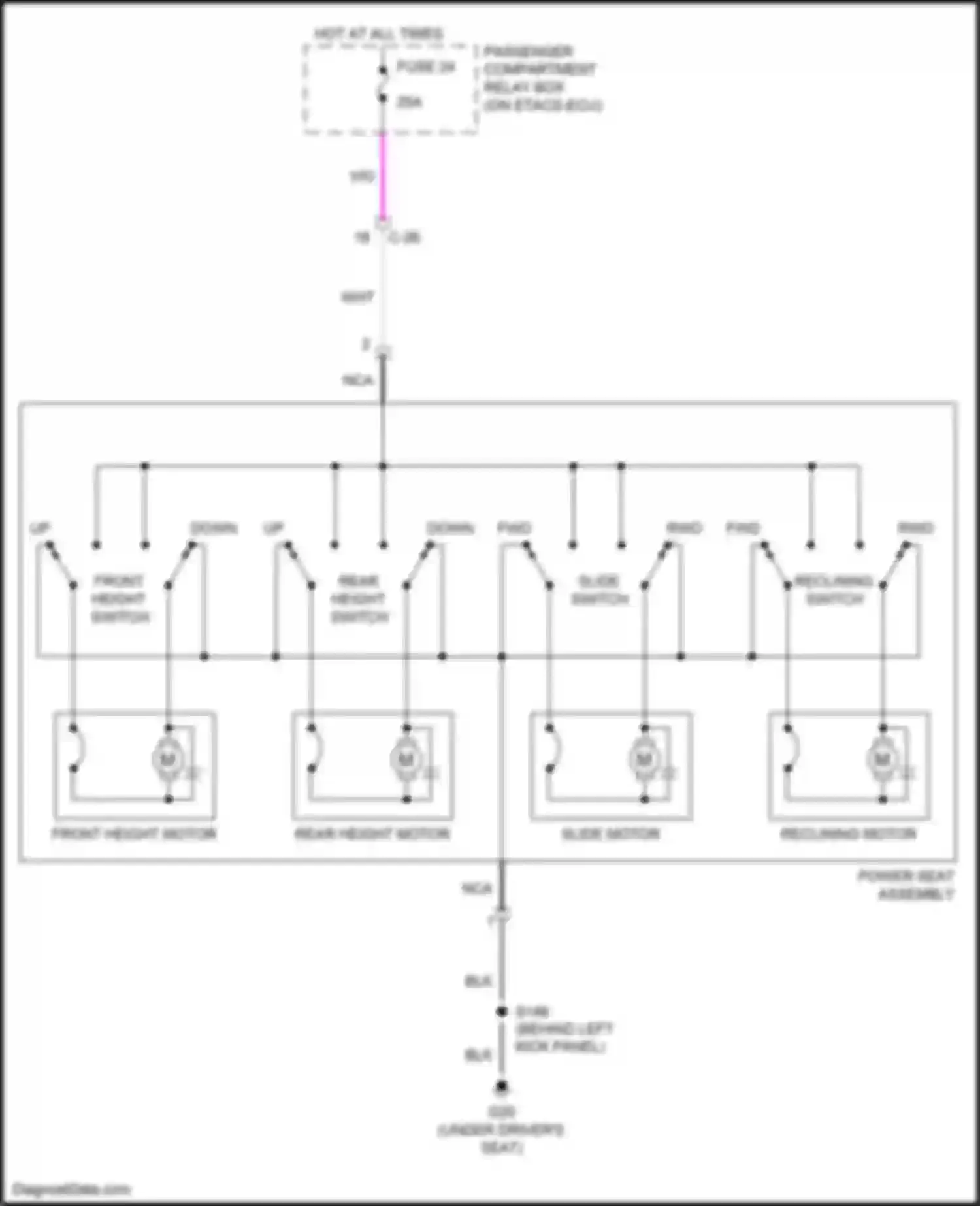 Wiring diagram reclining switch for Mitsubishi Outlander Sport I facelift 2 (2015-2019) (1 of 1)
