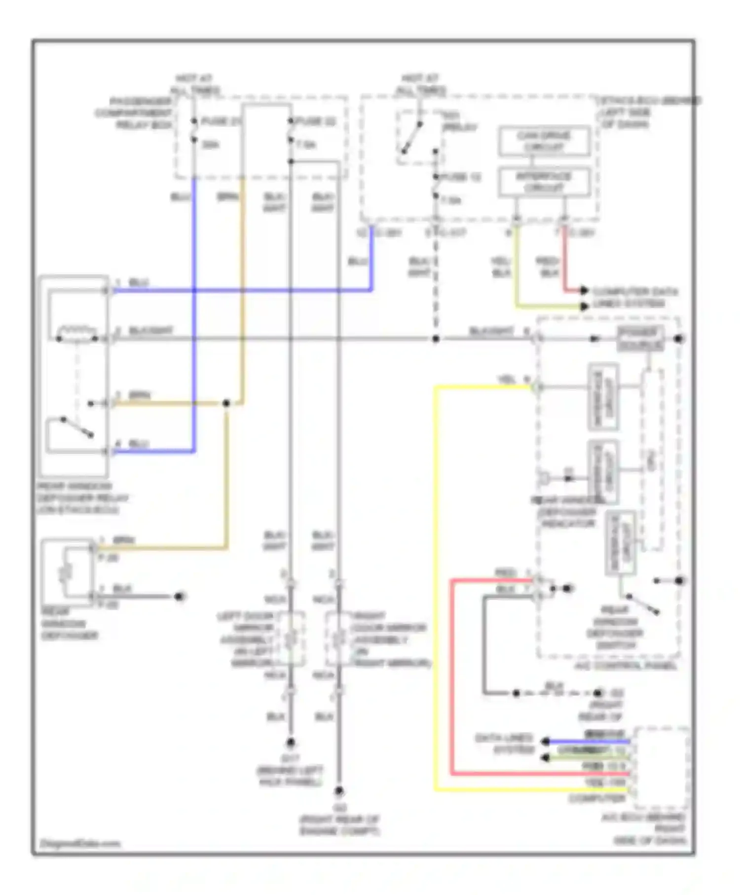 Outlander Mitsubishi I (2002-2009): Defoggers circuit