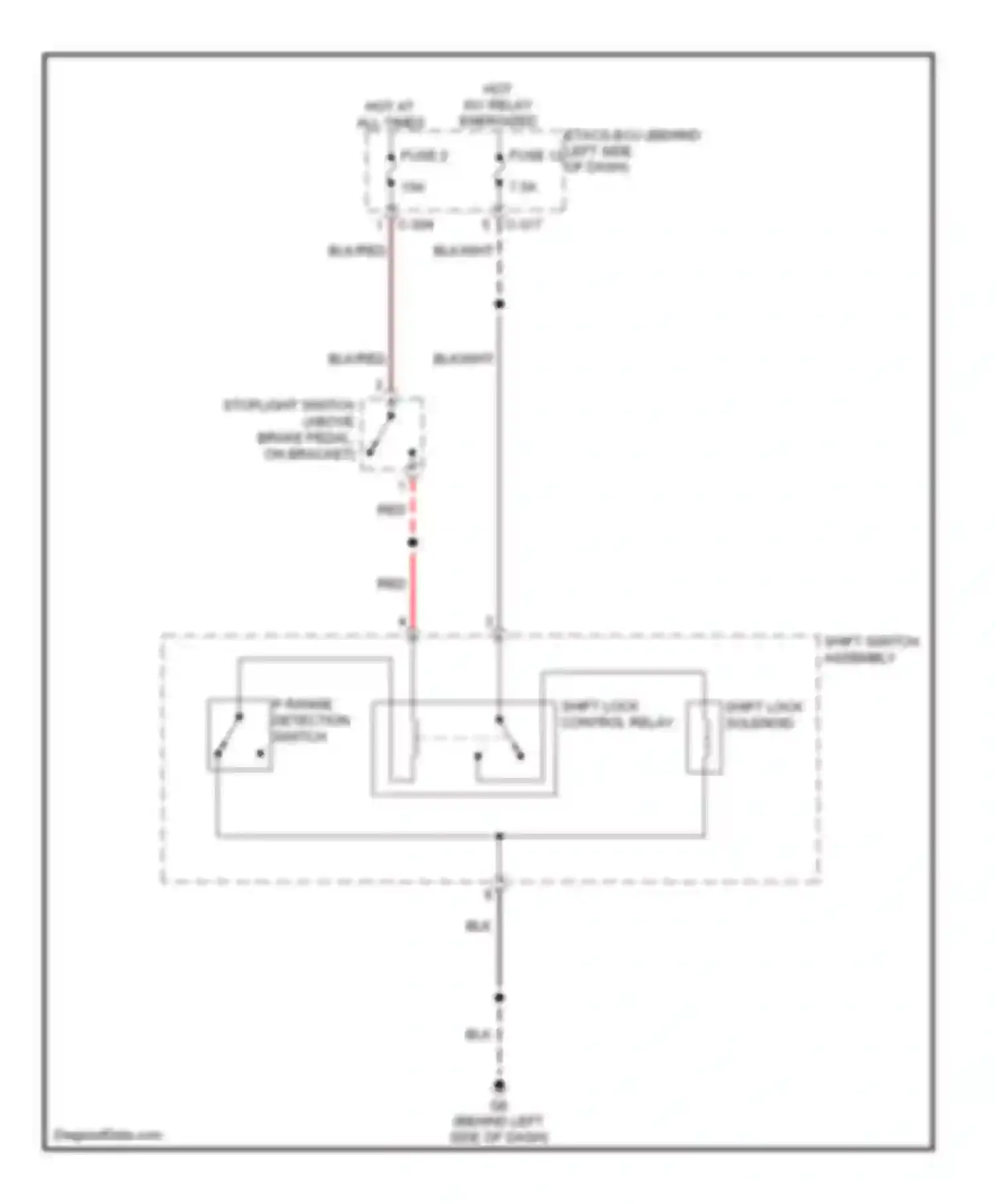 Outlander Mitsubishi I (2002-2009): Shift interlock circuit