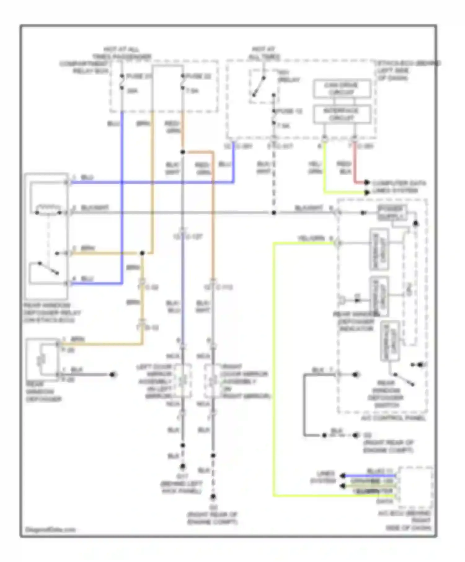 Wiring diagram interface circuit for Mitsubishi Outlander II facelift (2009-2013)