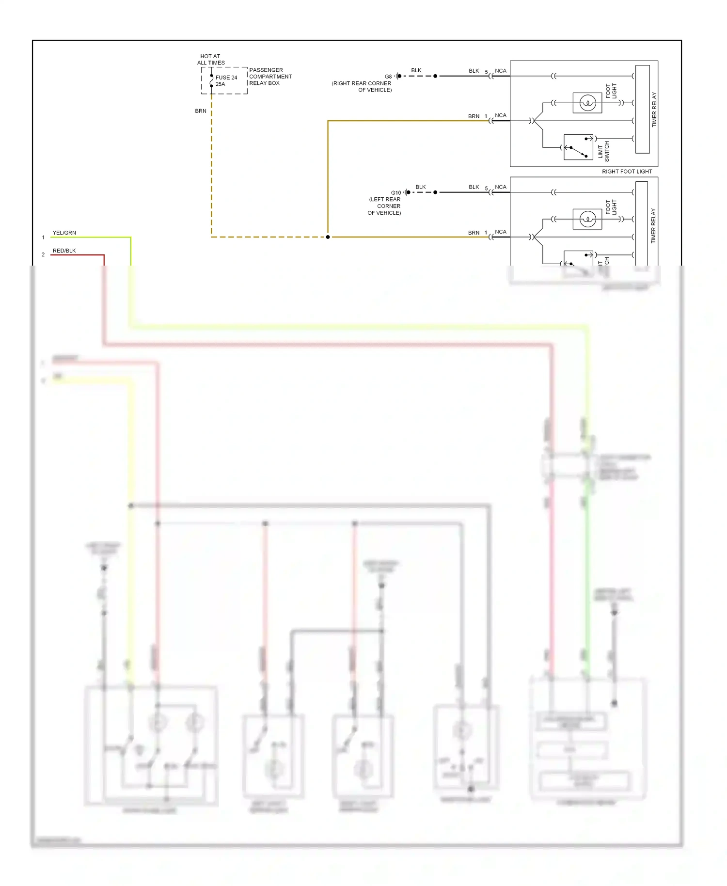 Mitsubishi Outlander II facelift (2009-2013) left vanity mirror light wiring diagram  (1 of 1)