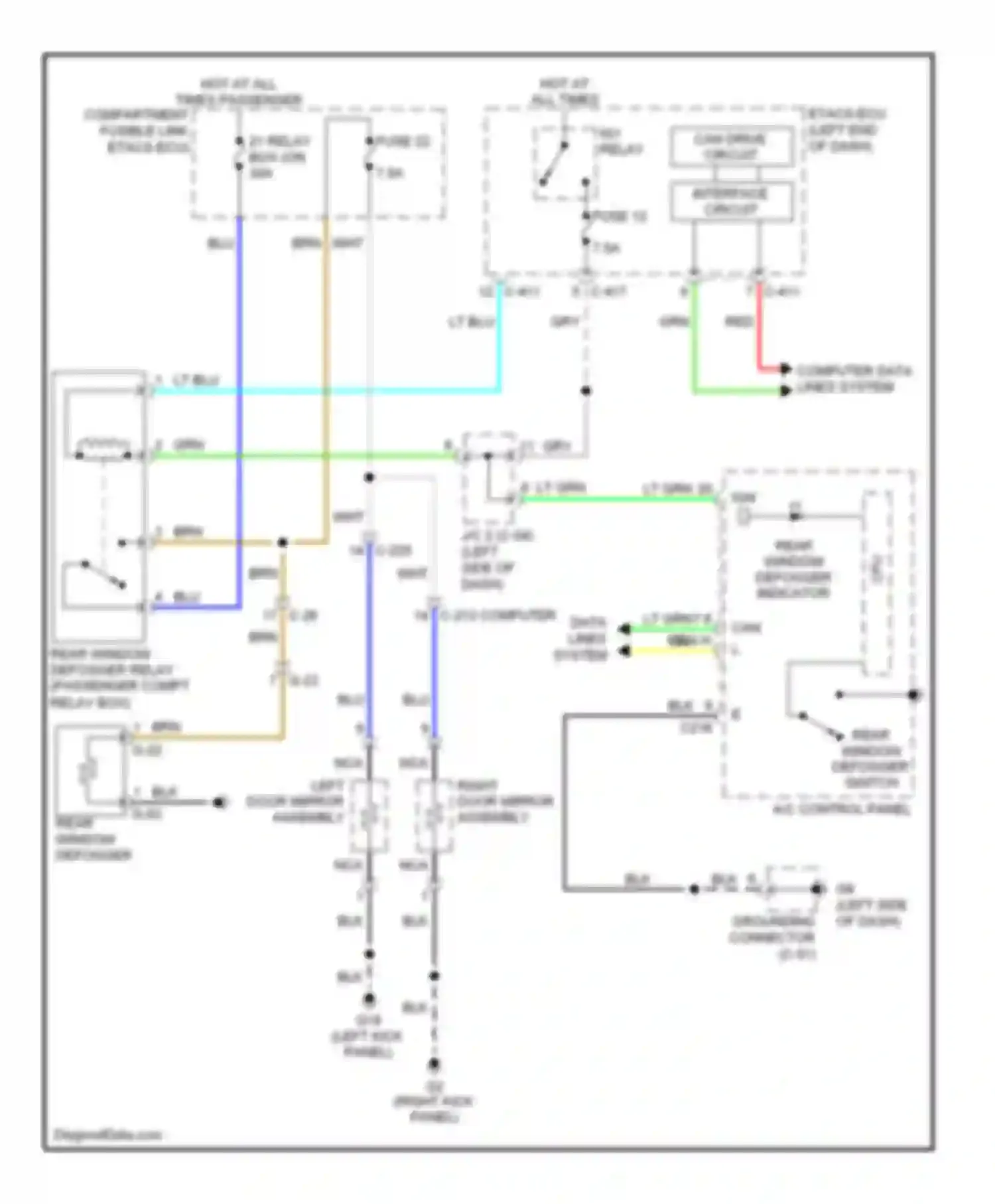 Outlander Mitsubishi III facelift (2014-2015): Defoggers circuit