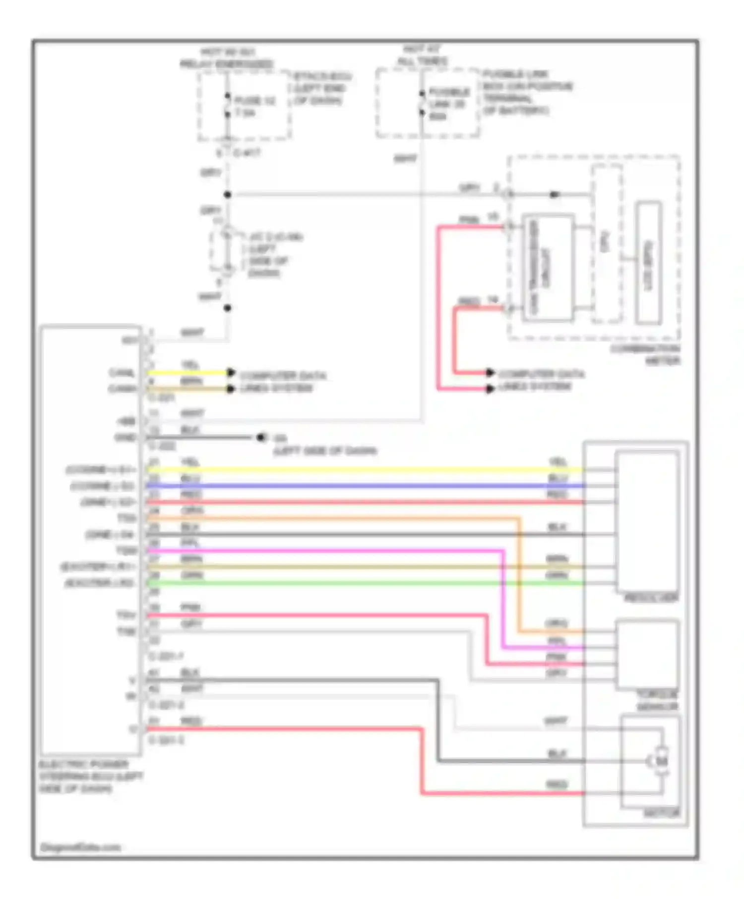 Outlander Mitsubishi III facelift (2014-2015): Electronic power steering circuit