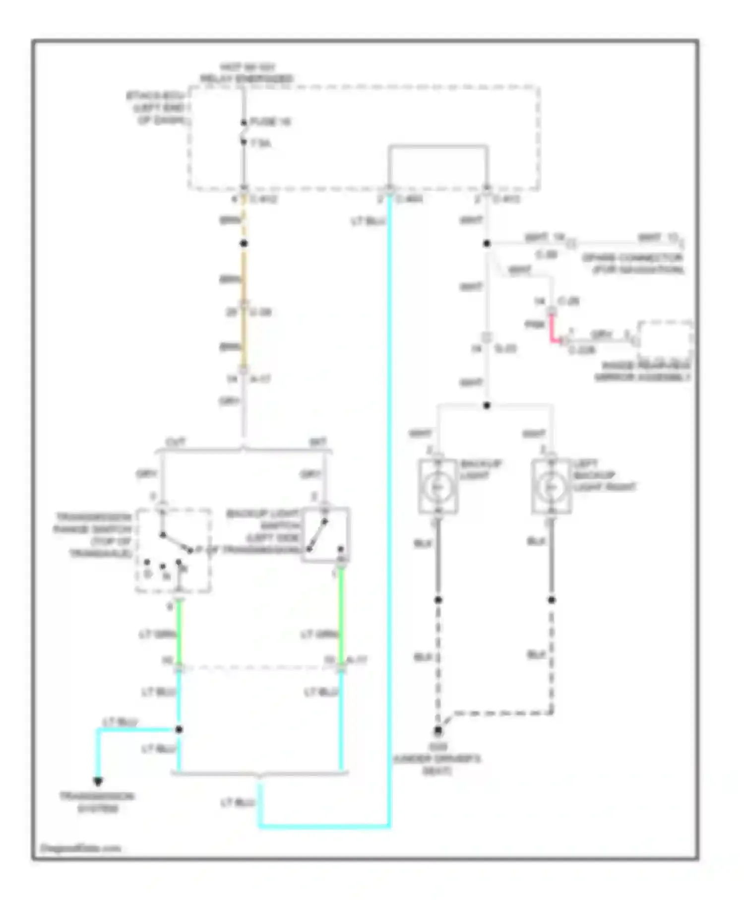 Outlander Mitsubishi III facelift (2014-2015): Backup lamps circuit