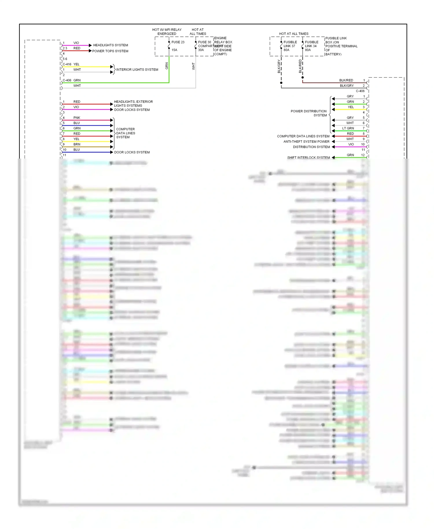 Mitsubishi Outlander III facelift (2014-2015) exterior lights, shift interlock systems wiring diagram  (1 of 1)