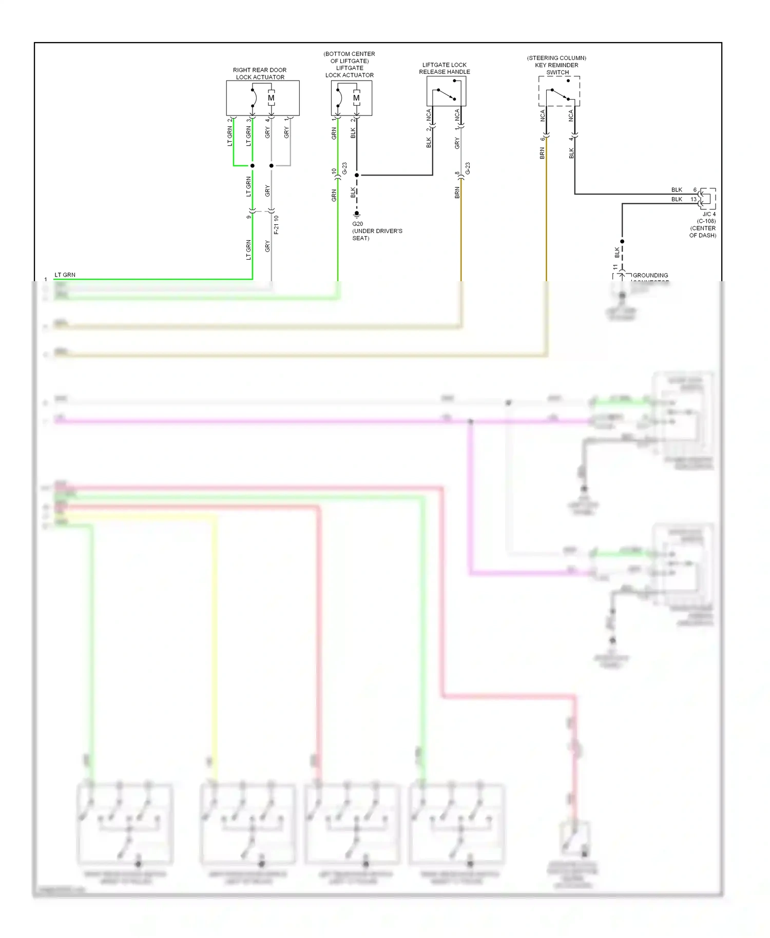Wiring diagram front power window sub switch for Mitsubishi Outlander III facelift (2014-2015) (2 of 2)