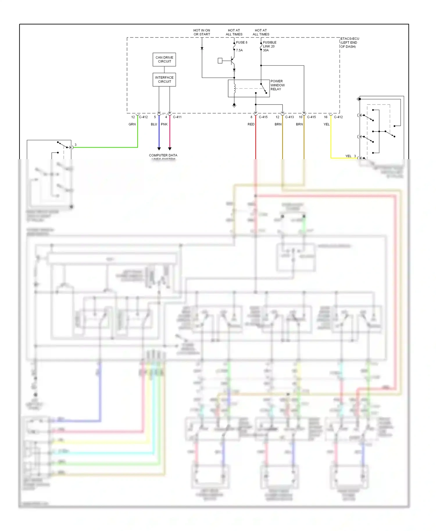 Wiring diagram left front power window lock switch for Mitsubishi Outlander III facelift (2014-2015) (1 of 1)