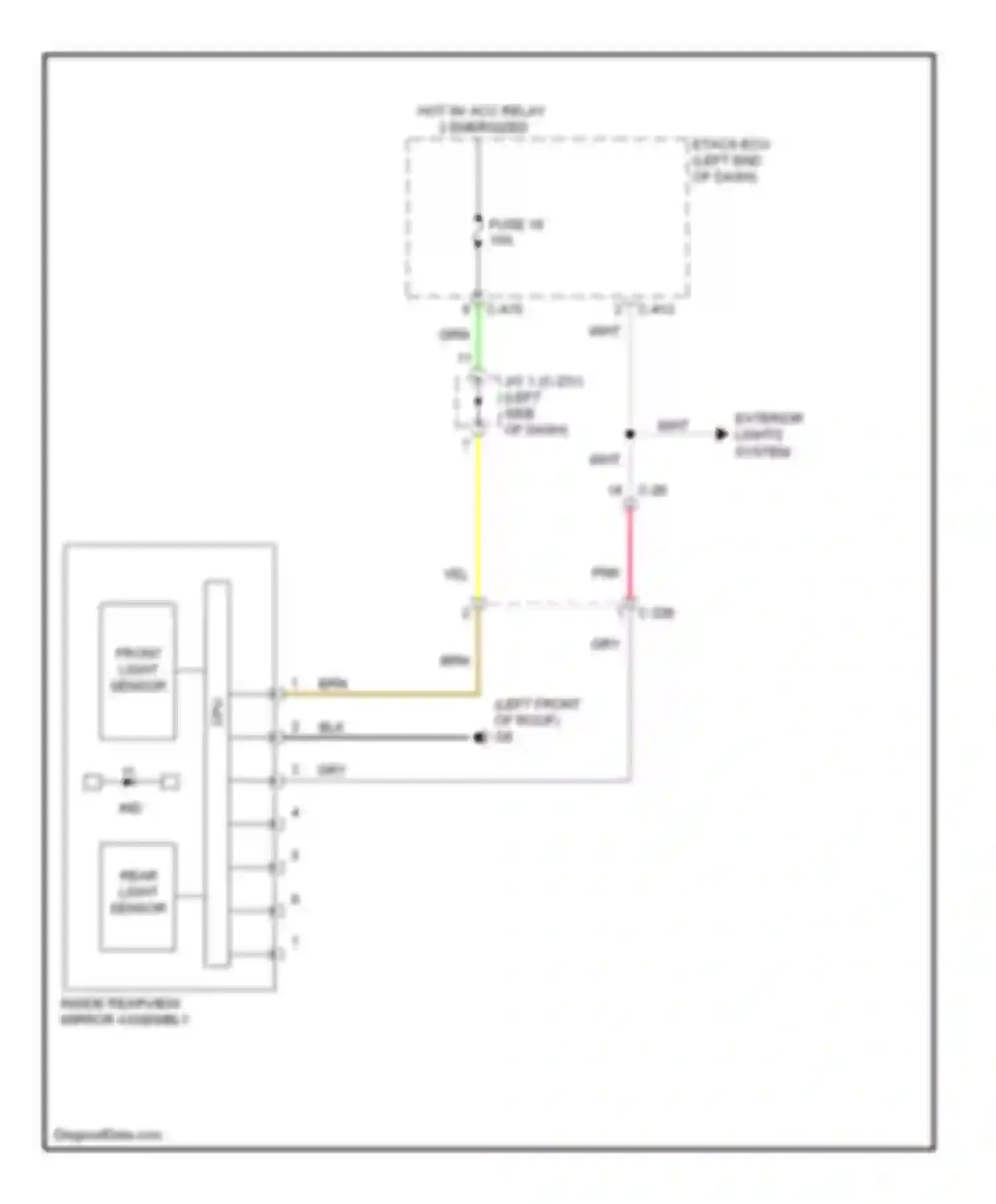 Wiring diagram rear light sensor for Mitsubishi Outlander III facelift (2014-2015) (1 of 1)