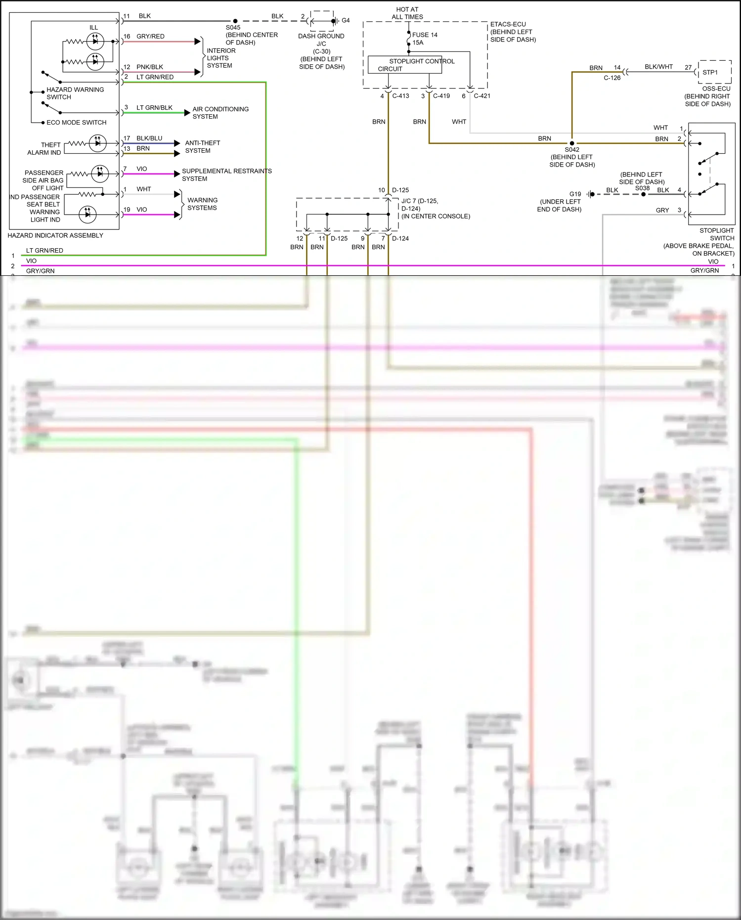 Mitsubishi Outlander III facelift 2 (2015-2018) hazard warning switch wiring diagram  (1 of 1)