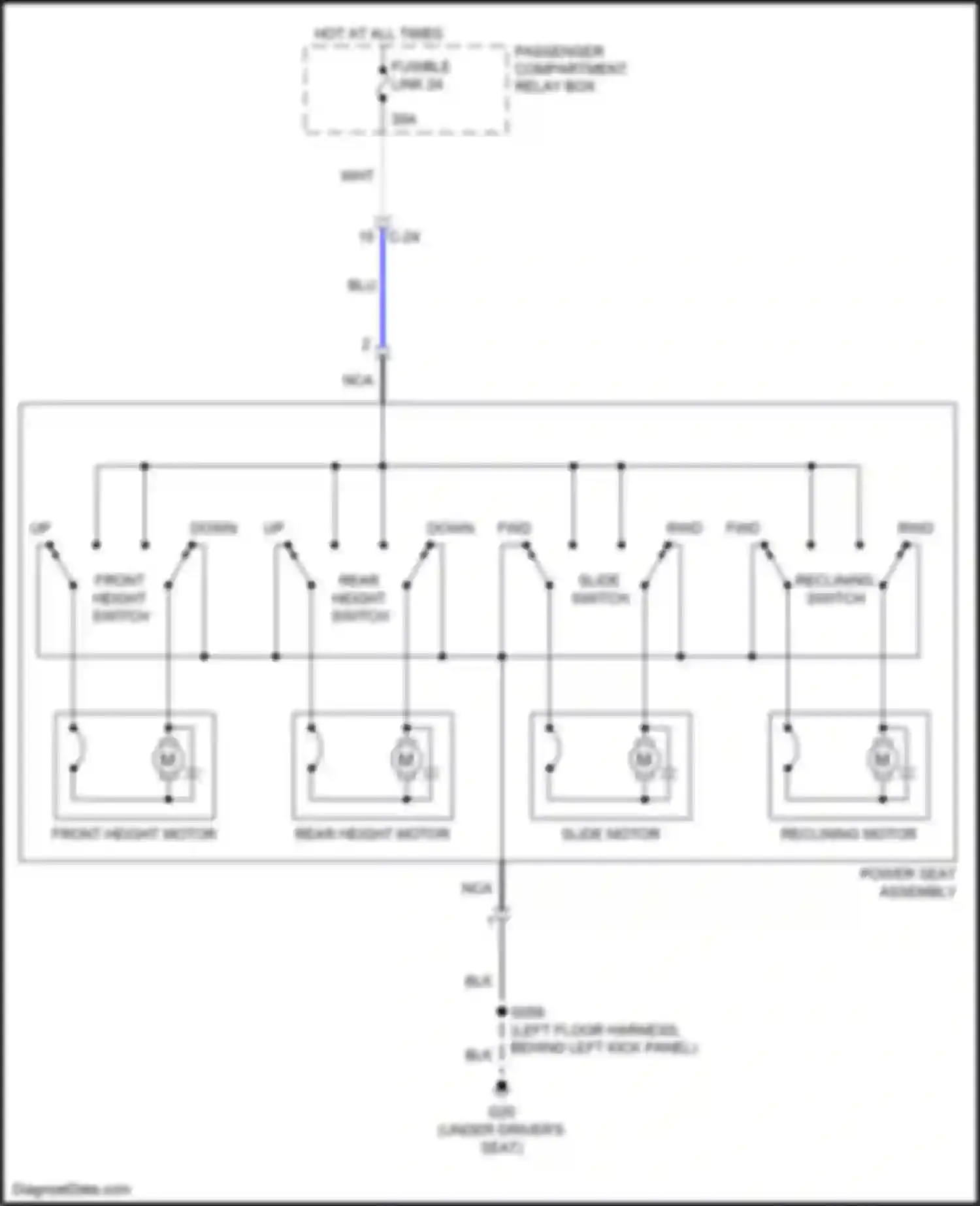 Wiring diagram power seat assembly for Mitsubishi Outlander III facelift 2 (2015-2018) (1 of 1)