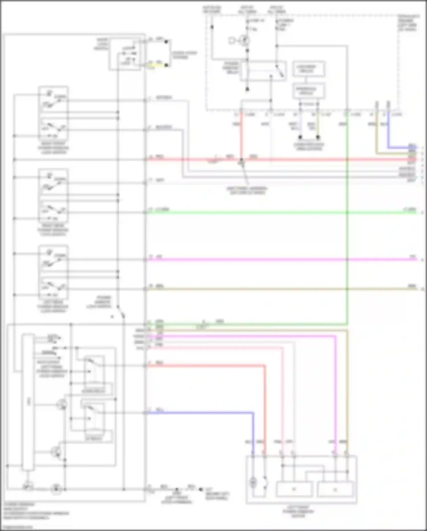 Wiring diagram right front power window lock switch for Mitsubishi Outlander III facelift 2 (2015-2018) (1 of 1)
