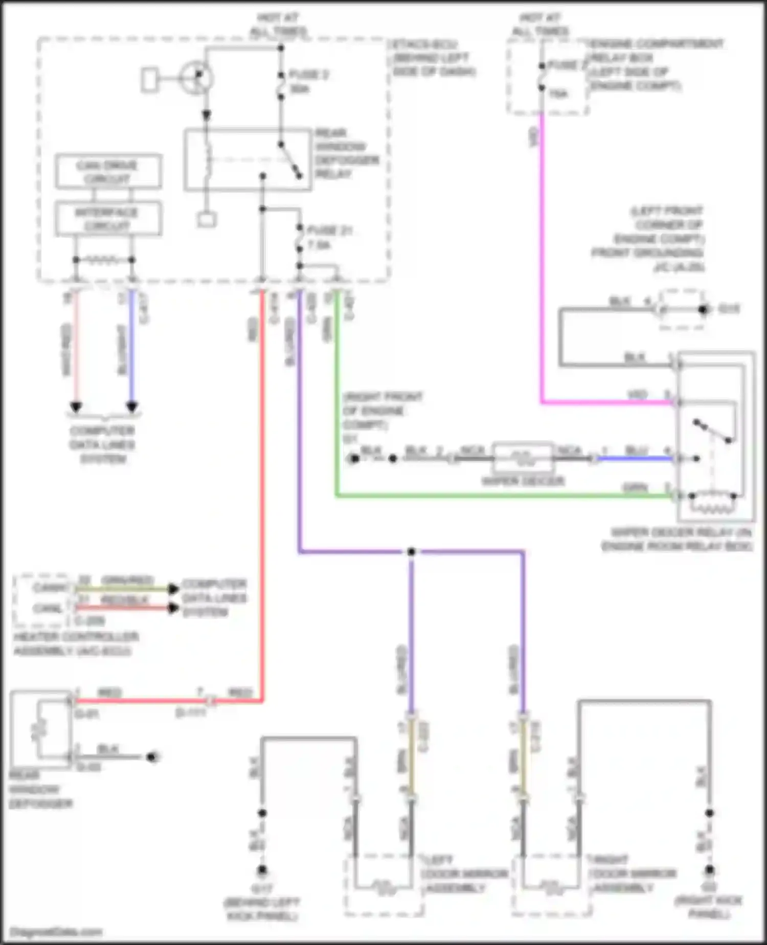 Wiring diagram wiper deicer for Mitsubishi Outlander III facelift 3 (2018-2024) (1 of 2)