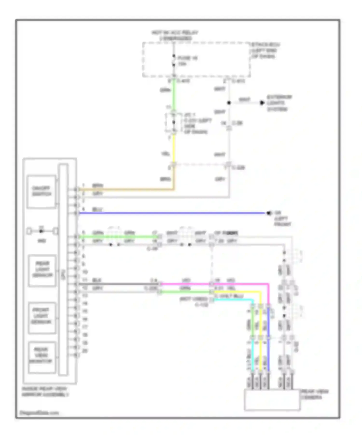 Outlander Mitsubishi III (2012-2015): Rear view camera circuit, without multi-communication system