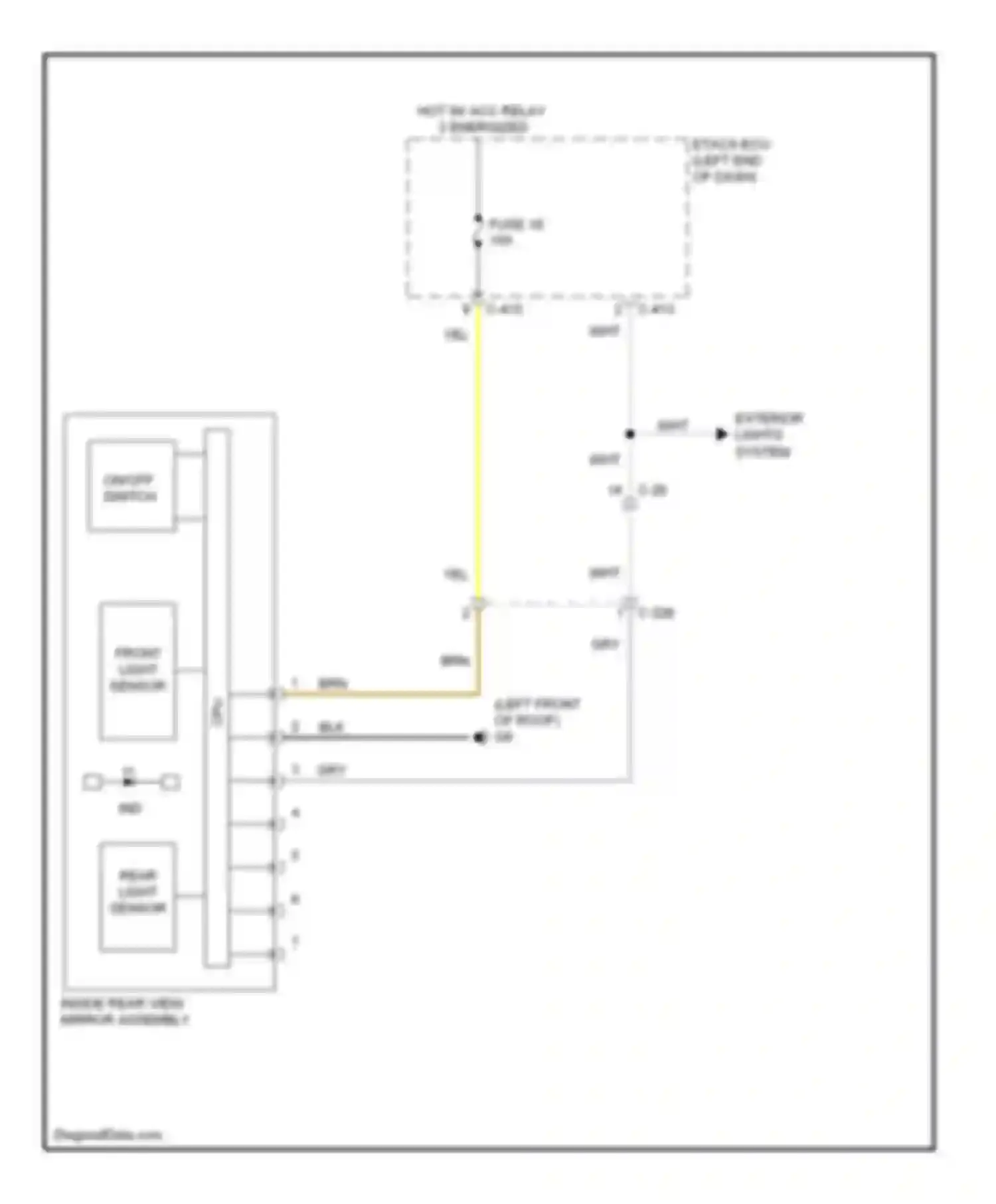 Wiring diagram inside rear view mirror assembly for Mitsubishi Outlander III (2012-2015) (1 of 3)