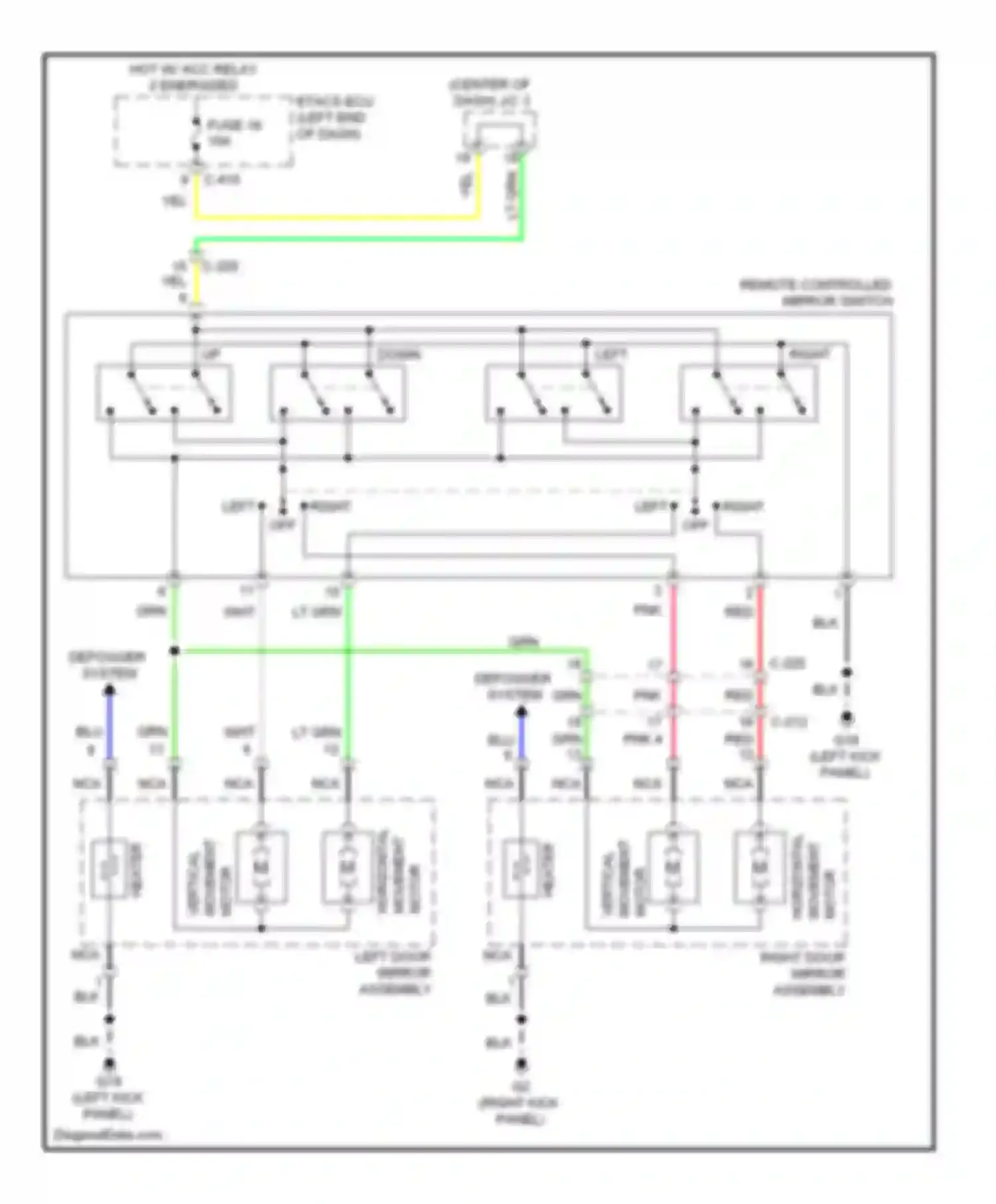 Wiring diagram right door mirror assembly for Mitsubishi Outlander III (2012-2015) (2 of 2)