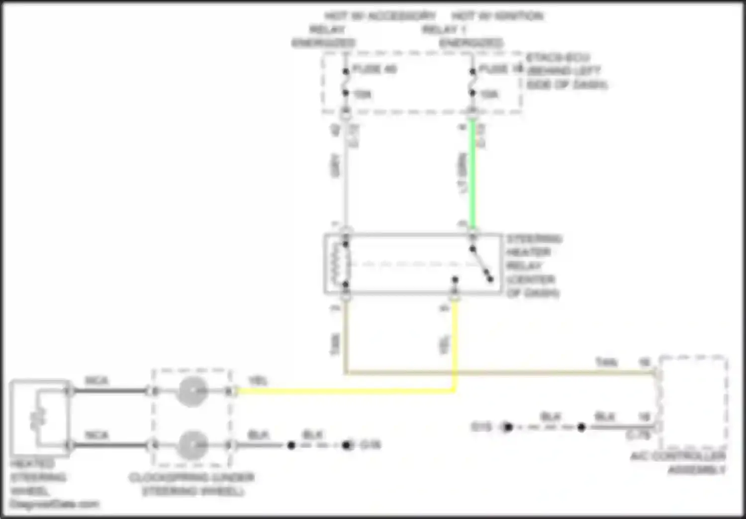 Wiring diagram hot w/ accessory relay energized for Mitsubishi Outlander IV (2021-2024)