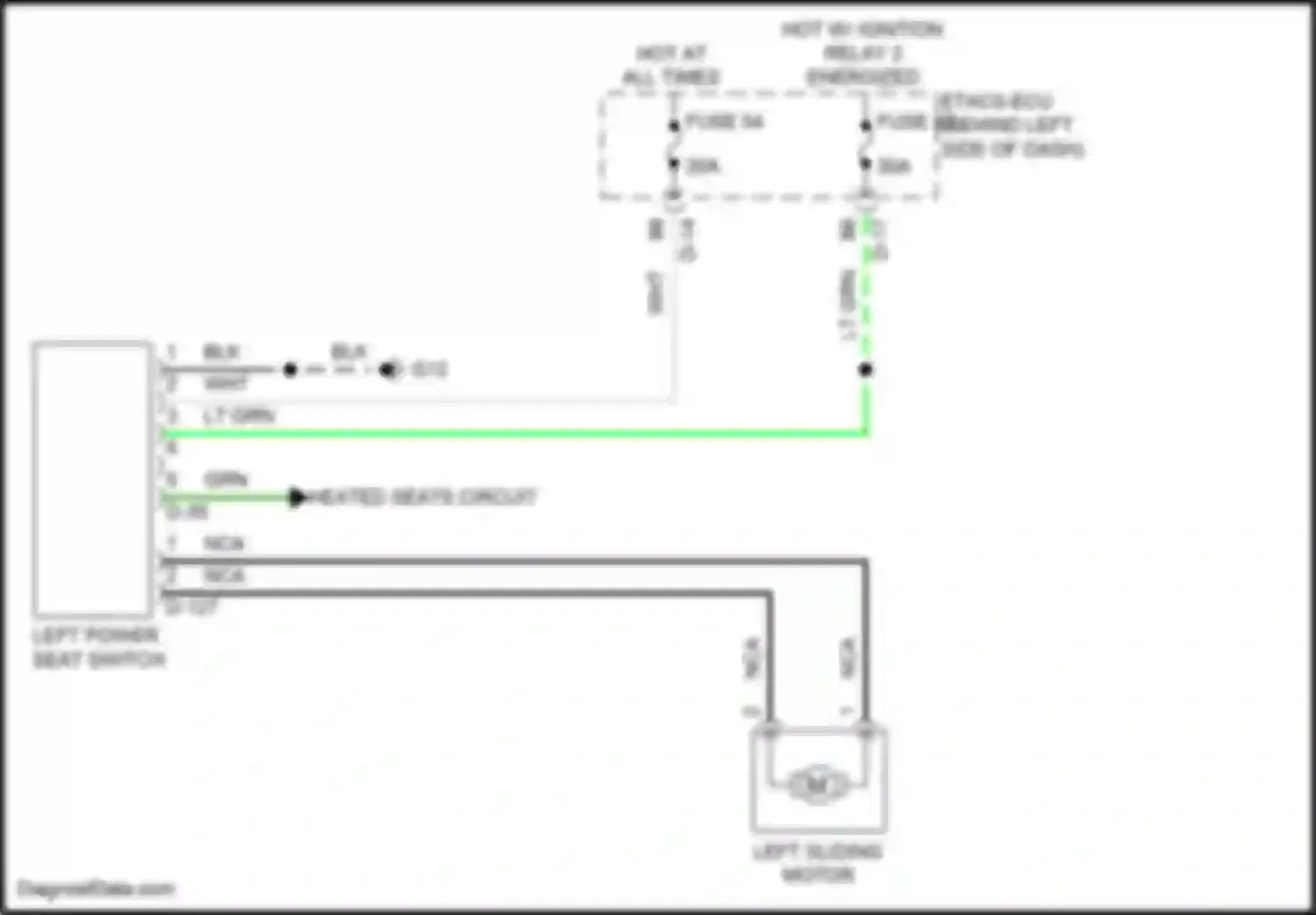 Wiring diagram heated seats circuit for Mitsubishi Outlander IV (2021-2024) (1 of 2)