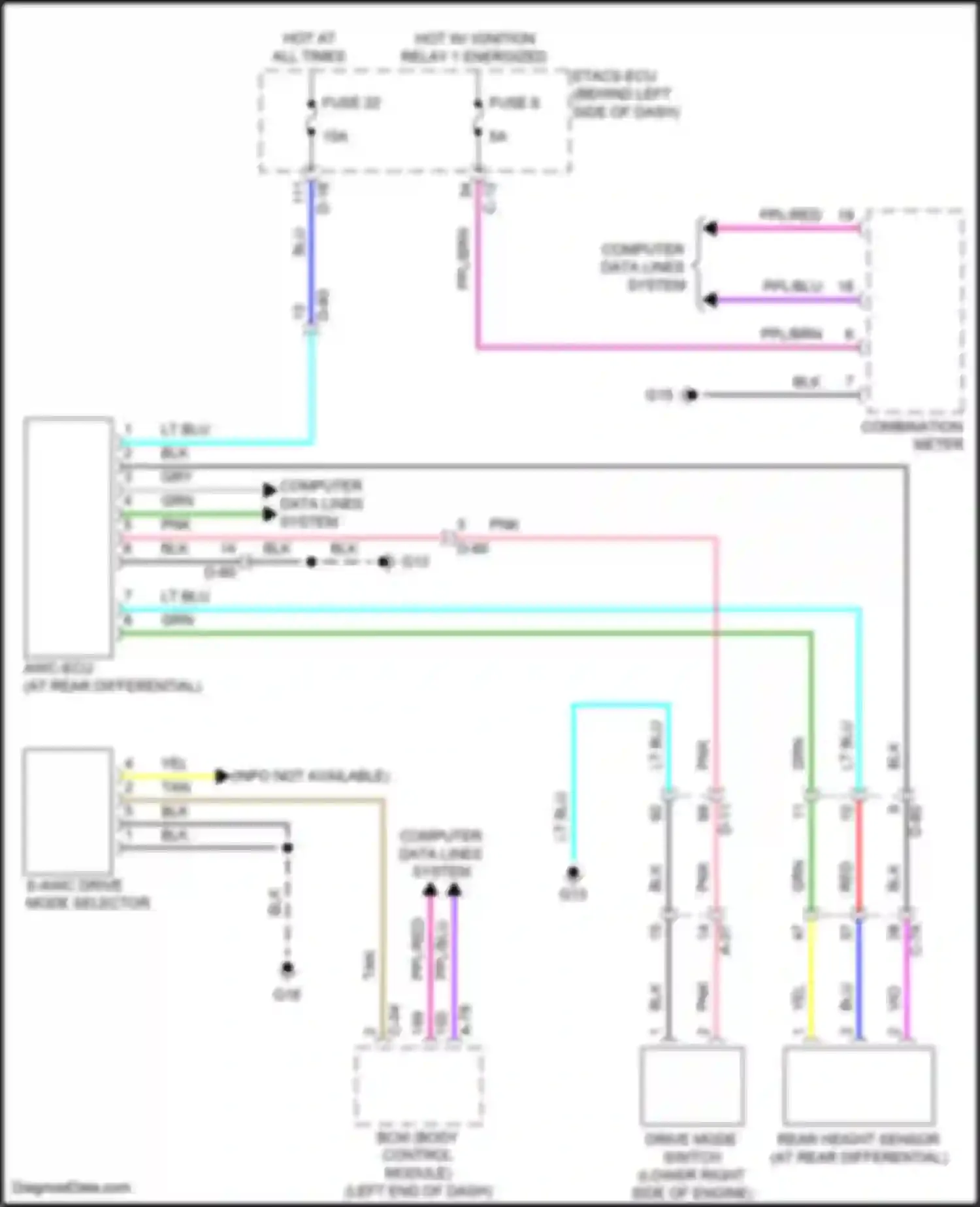 Wiring diagram hot w/ ignition relay 1 energized for Mitsubishi Outlander IV (2021-2024)