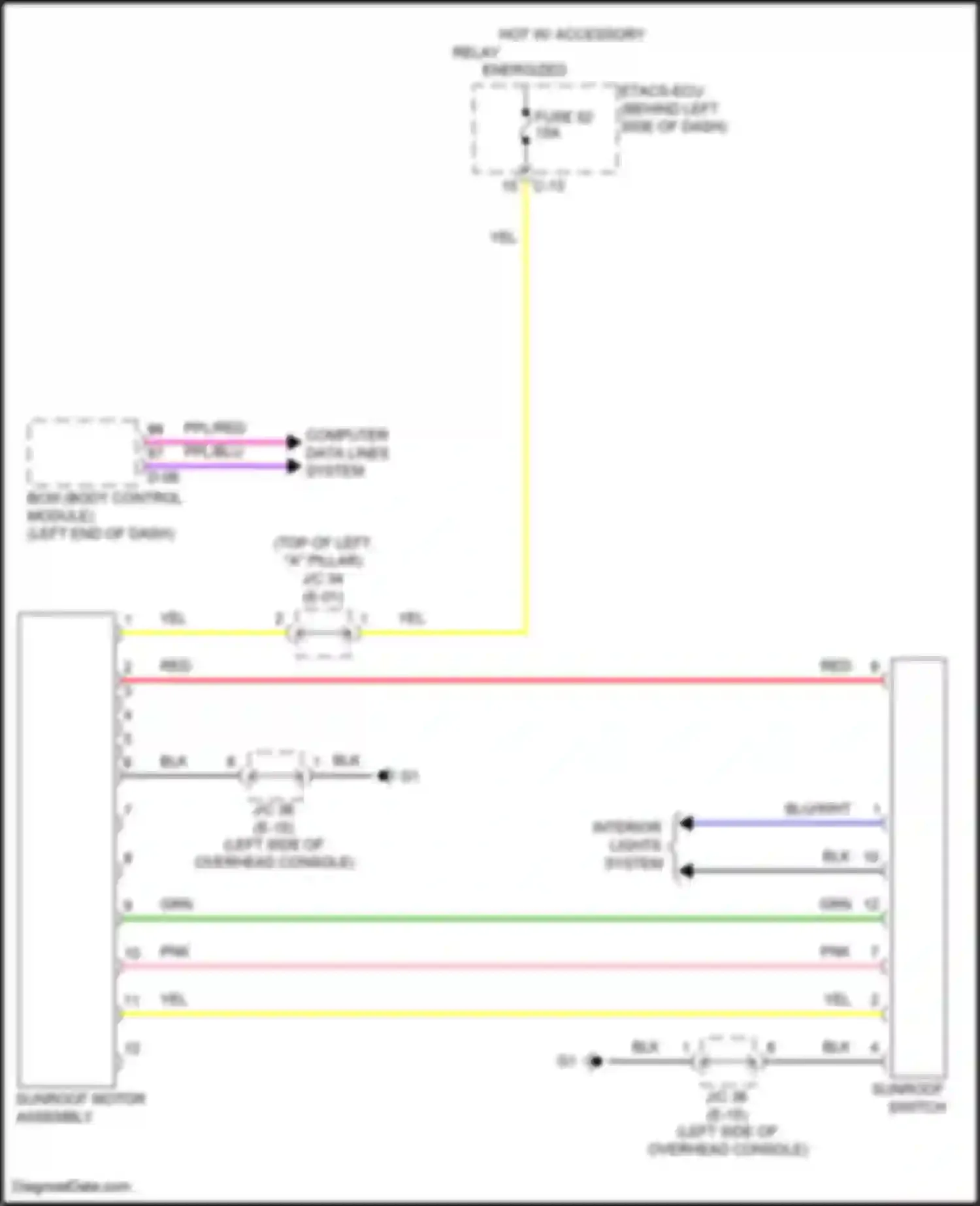 Wiring diagram hot w/ accessory relay energized for Mitsubishi Outlander IV (2021-2024)