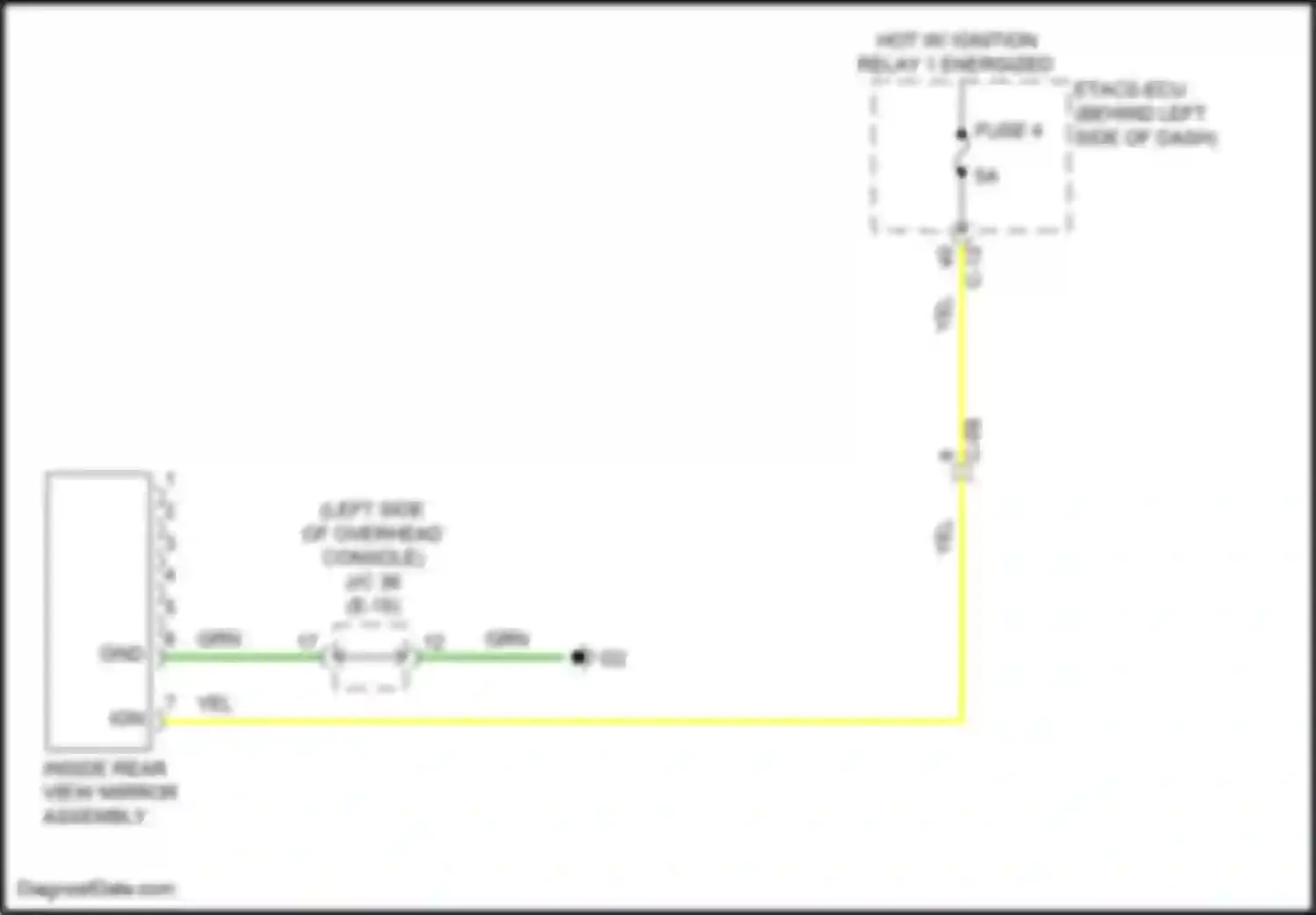 Wiring diagram hot w/ ignition relay 1 energized for Mitsubishi Outlander IV (2021-2024)