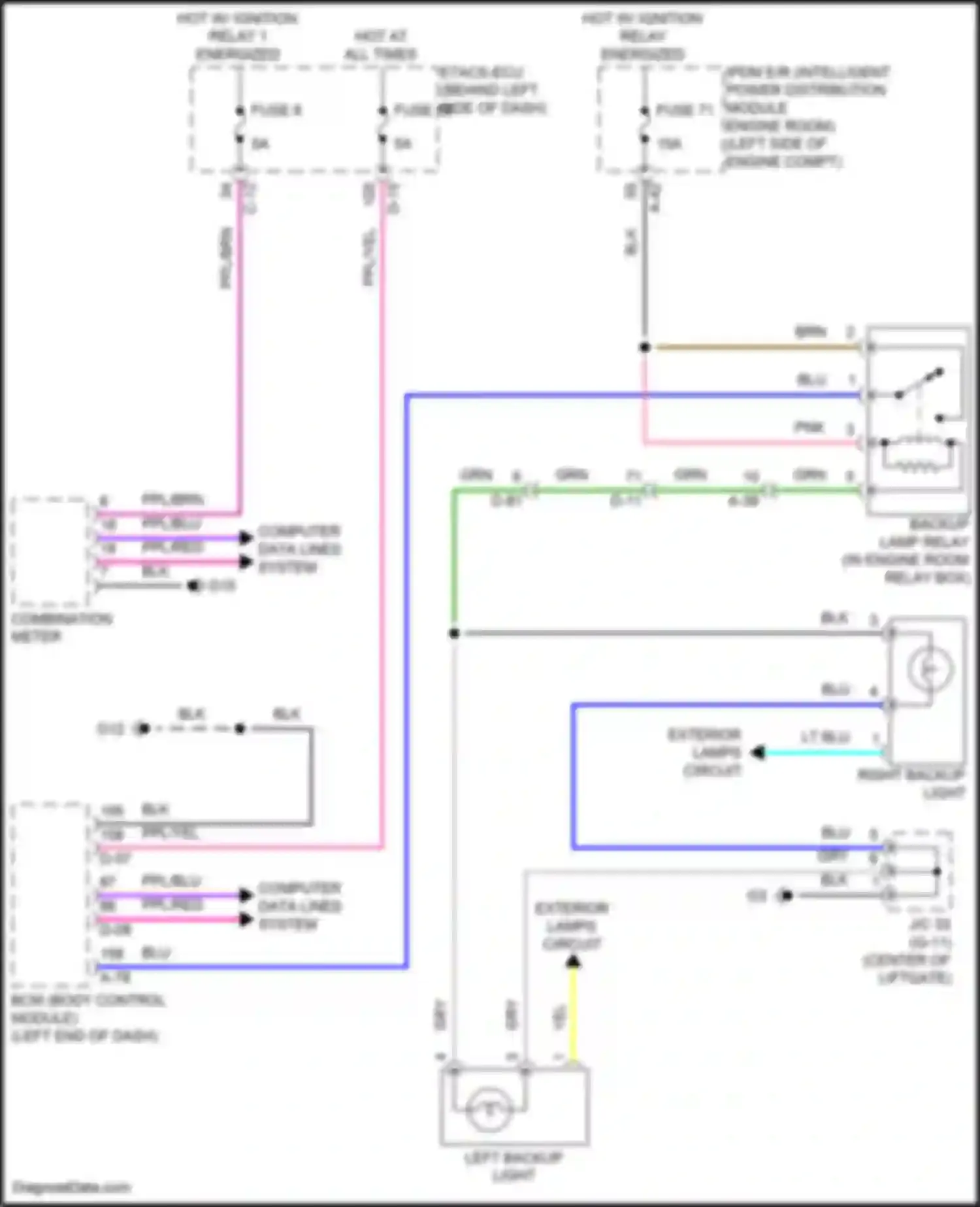 Wiring diagram left backup light for Mitsubishi Outlander IV (2021-2024) (1 of 3)