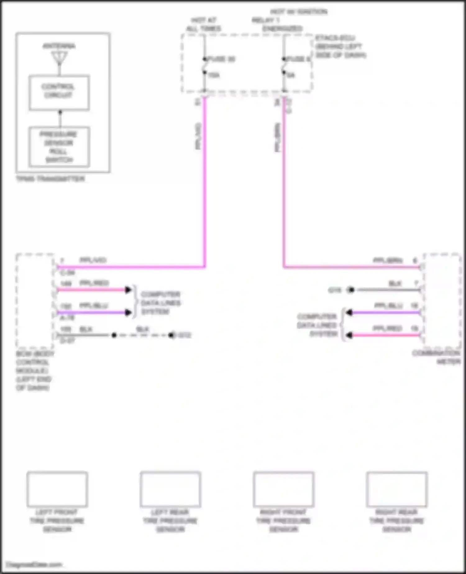 Wiring diagram right rear tire pressure sensor for Mitsubishi Outlander IV (2021-2024) (1 of 1)
