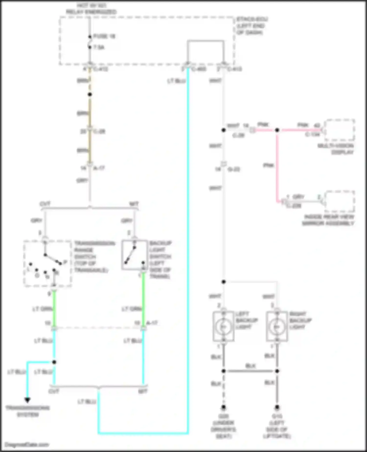 RVR Mitsubishi III facelift 3 (2019-2024): Backup lamps circuit
