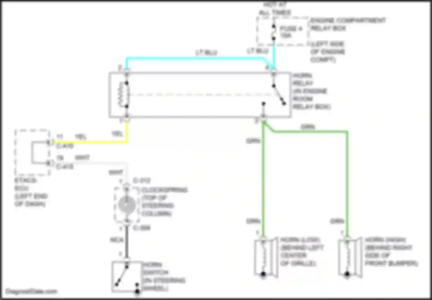 Wiring diagram horn relay for Mitsubishi RVR III facelift 3 (2019-2024) (1 of 2)