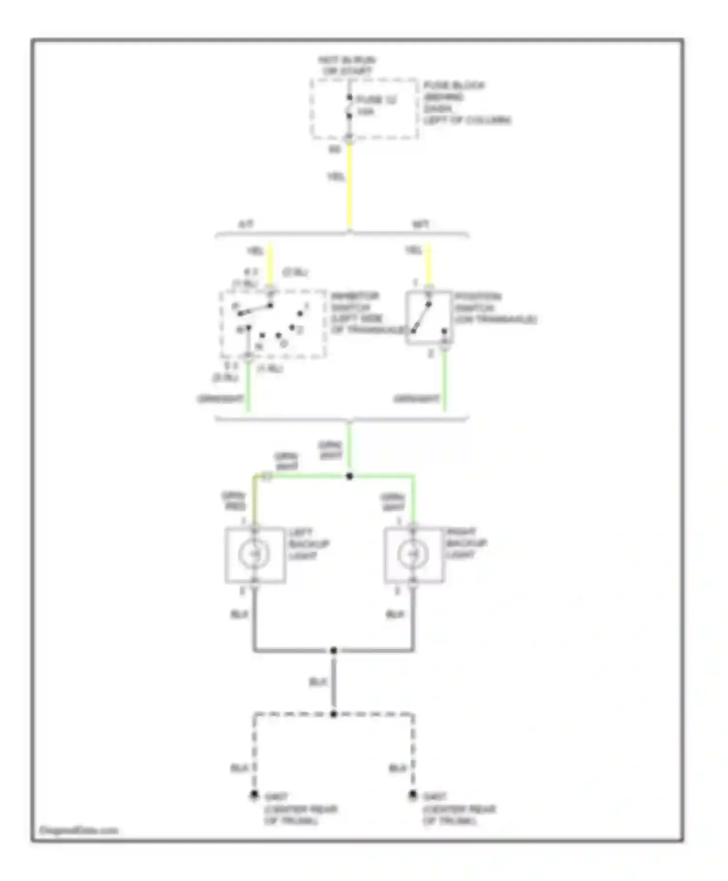 200SX Nissan S14 (1993-2000): Back-up lamps circuit