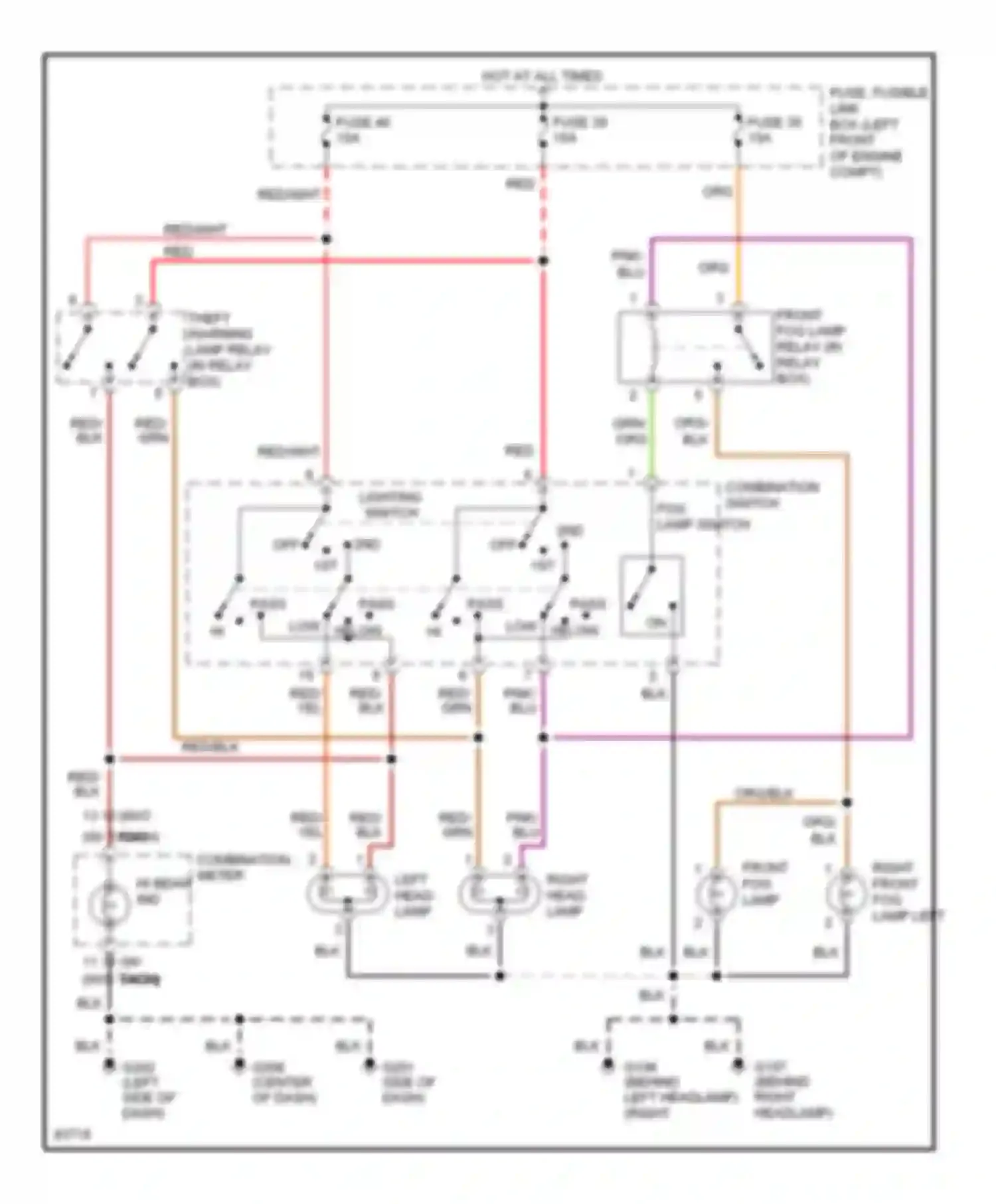 Wiring diagram fog lamp switch for Nissan 200SX S14 (1993-2000) (2 of 2)