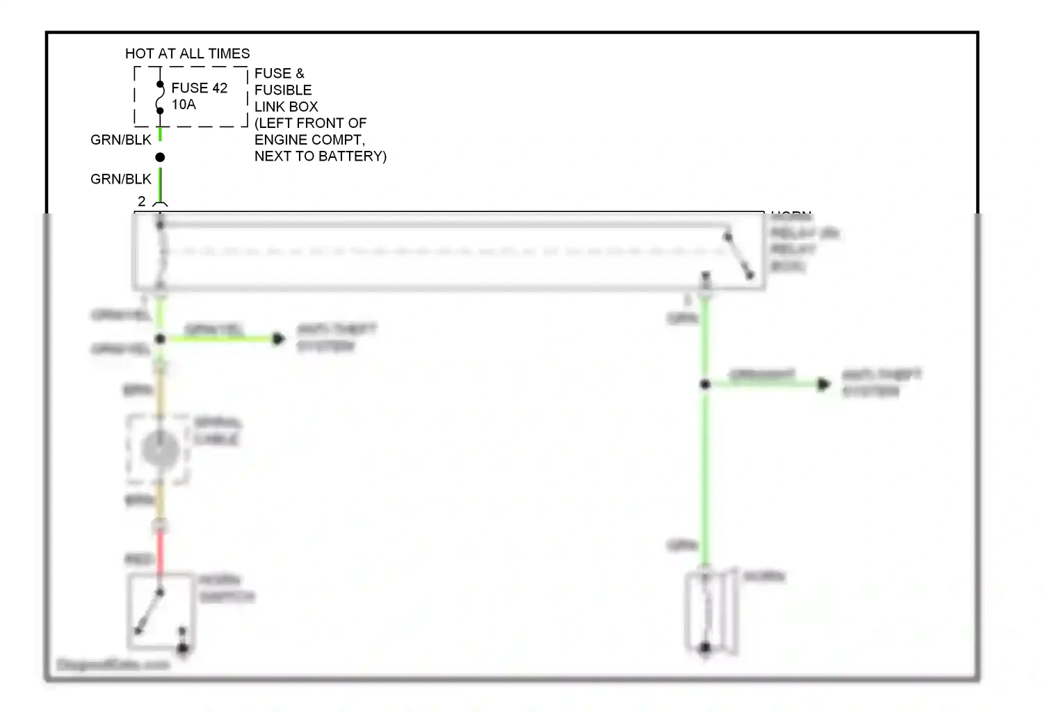 Wiring diagram horn switch for Nissan 200SX S14 (1993-2000) (1 of 1)