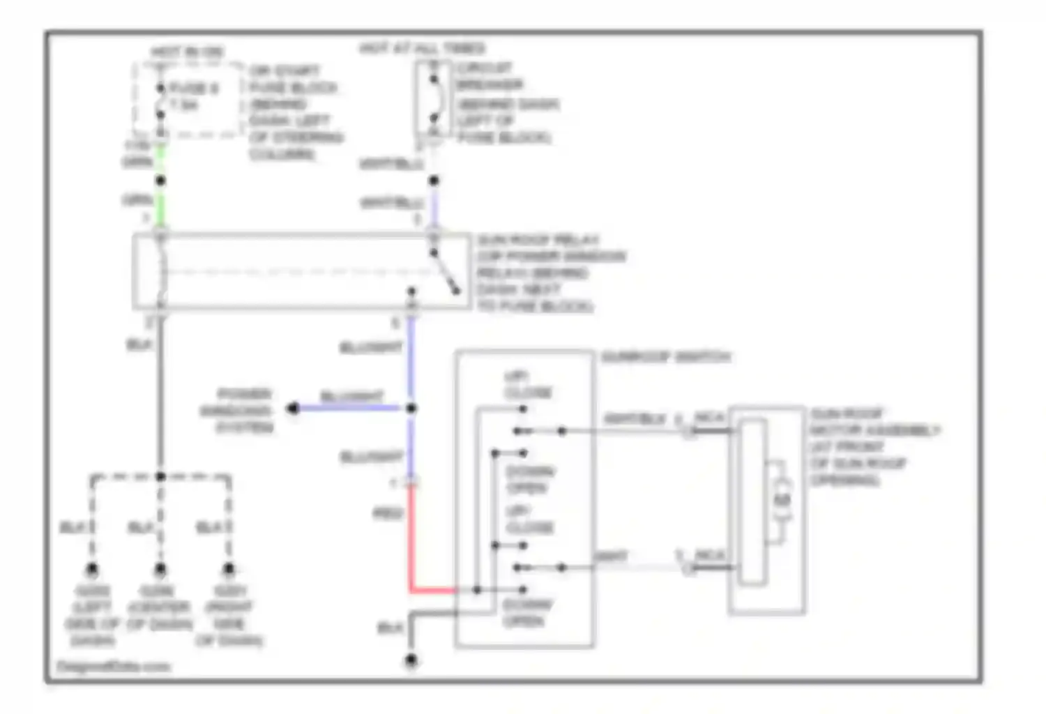 Wiring diagram power windows system for Nissan 200SX S14 (1993-2000) (1 of 1)