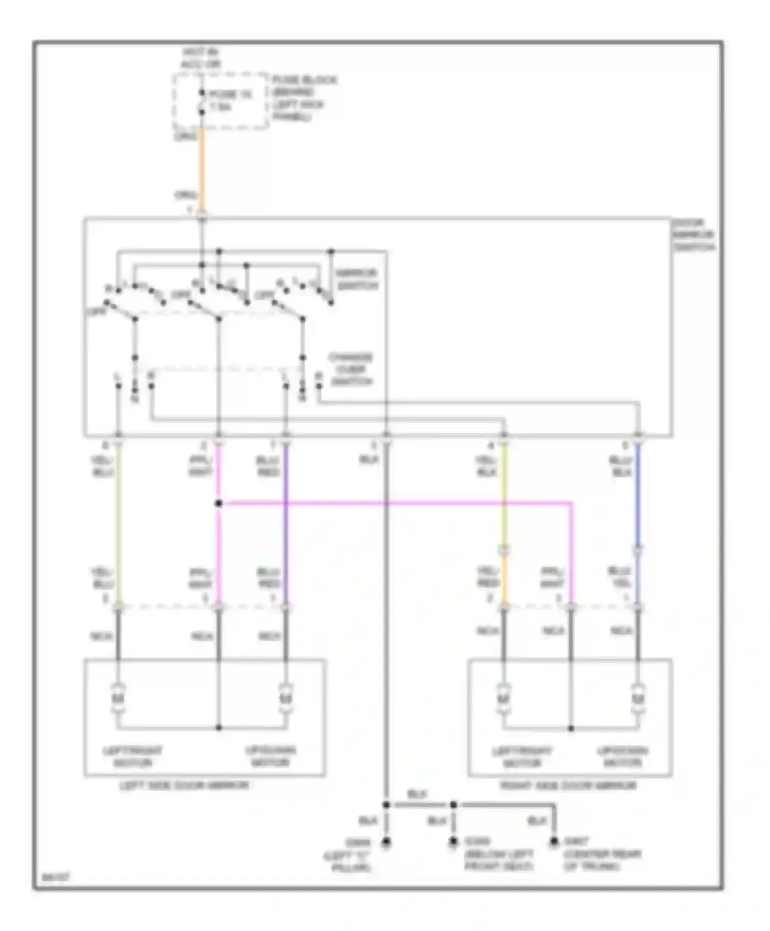 240SX Nissan S14 (1994-1999): Power mirror circuit