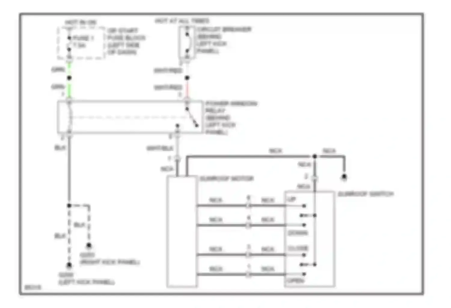 240SX Nissan S14 (1994-1999): Power top/sunroof circuits