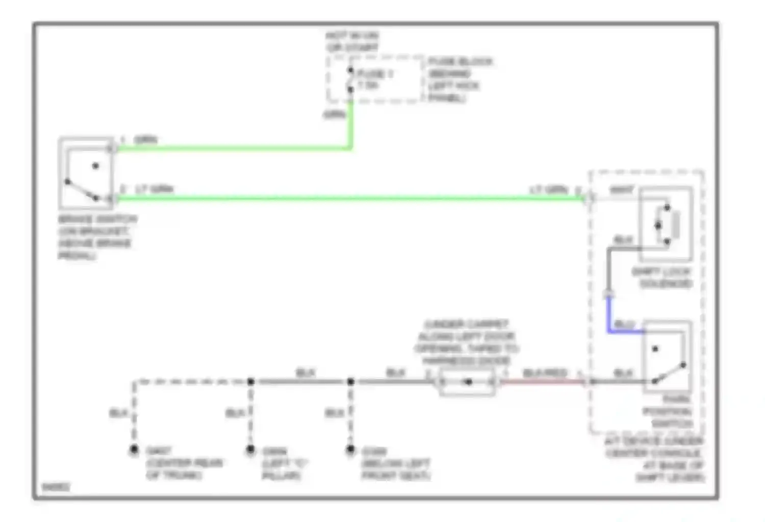 Wiring diagram left "c" pillar) for Nissan 240SX S14 (1994-1999) (5 of 7)