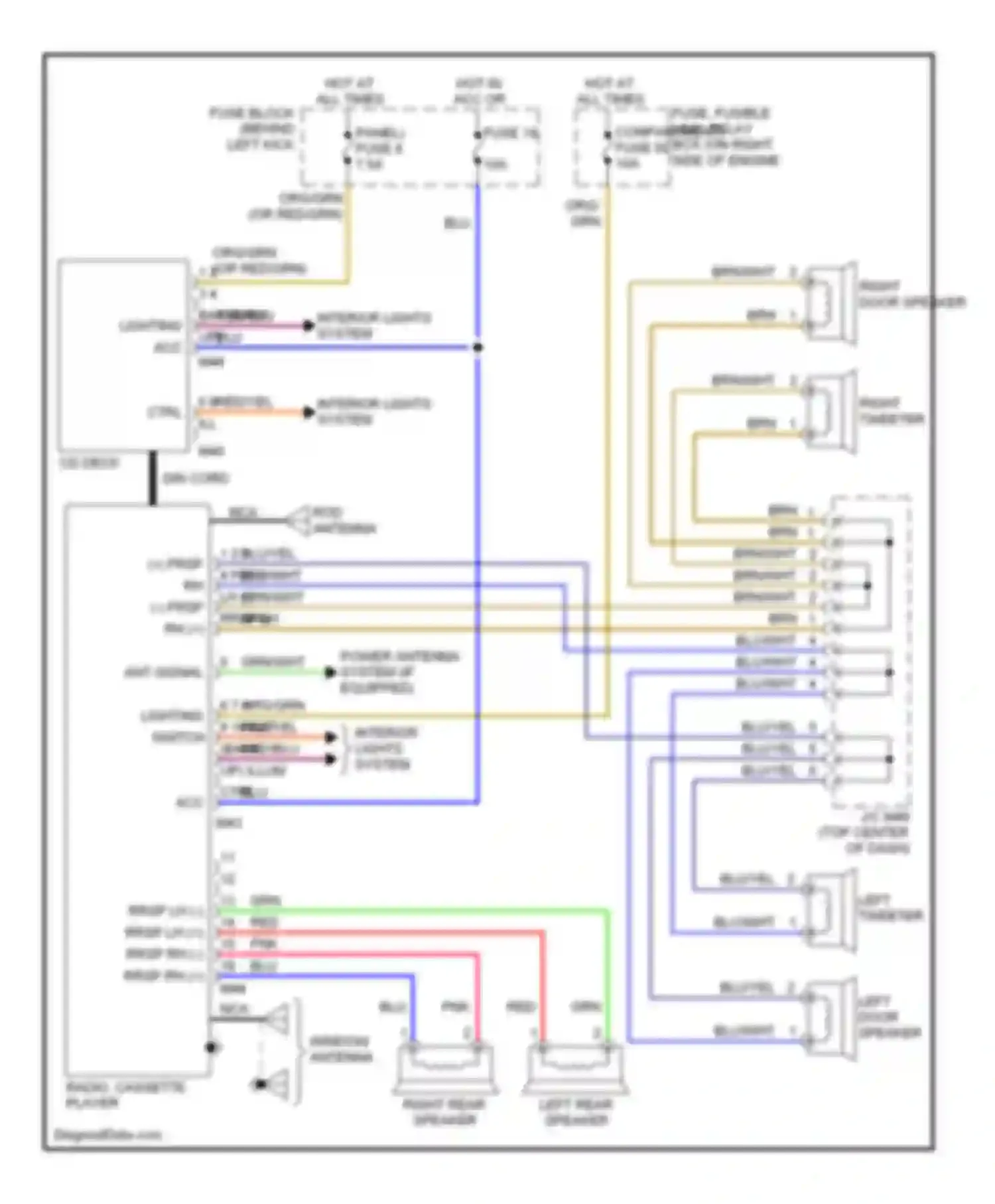 Wiring diagram right tweeter for Nissan 240SX S14 (1994-1999) (1 of 1)