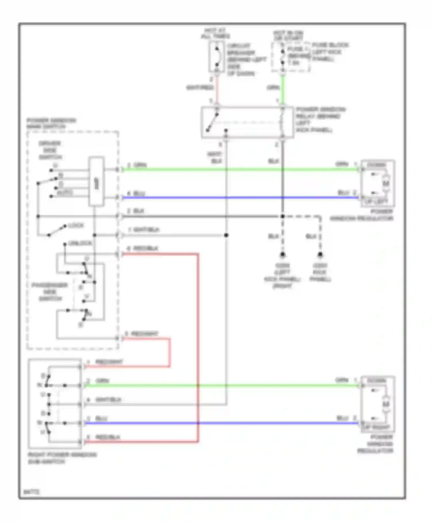 Wiring diagram up right power window regulator for Nissan 240SX S14 (1994-1999) (1 of 1)